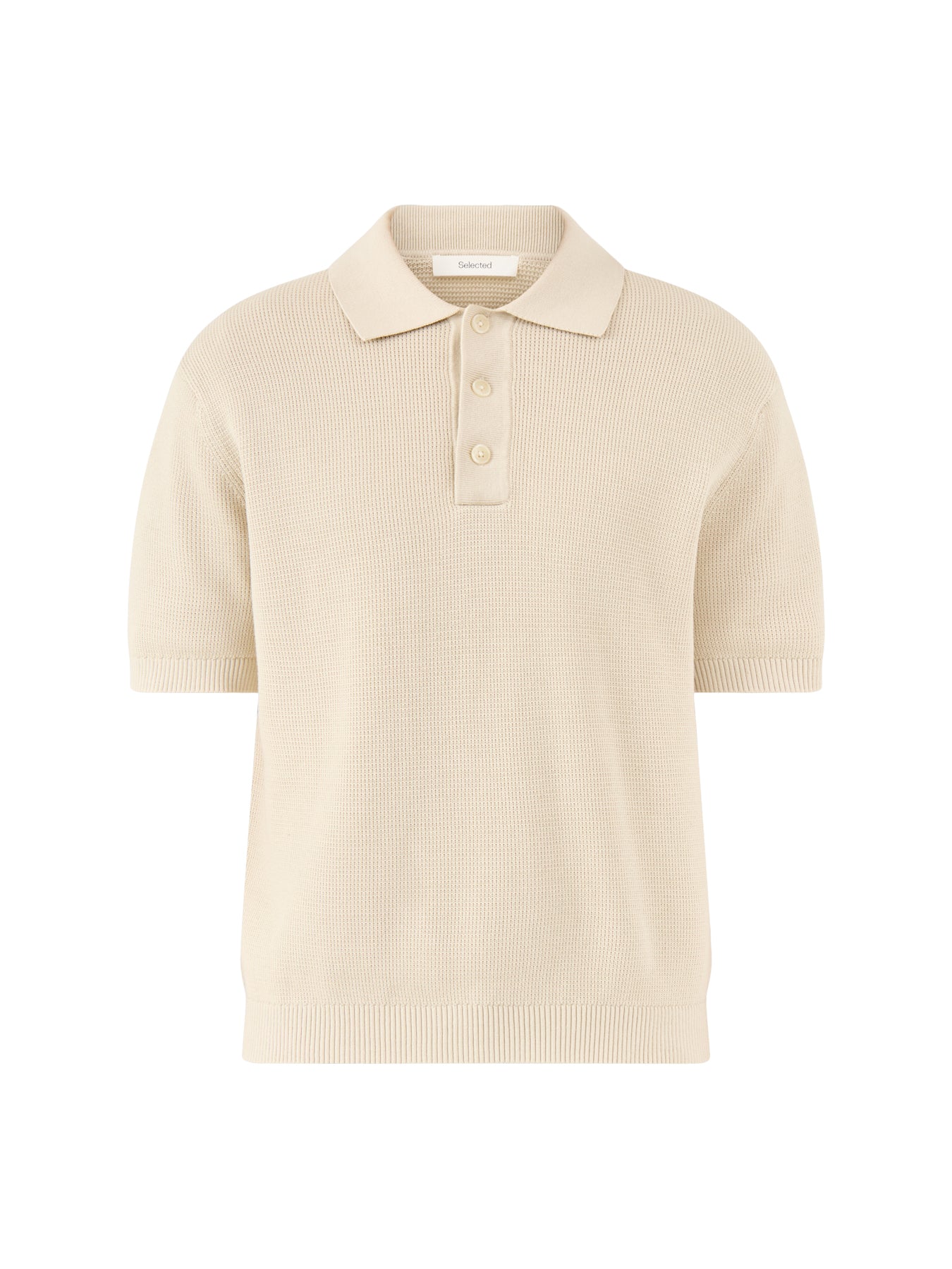 Relaxed Knit Polo Shirt Beige