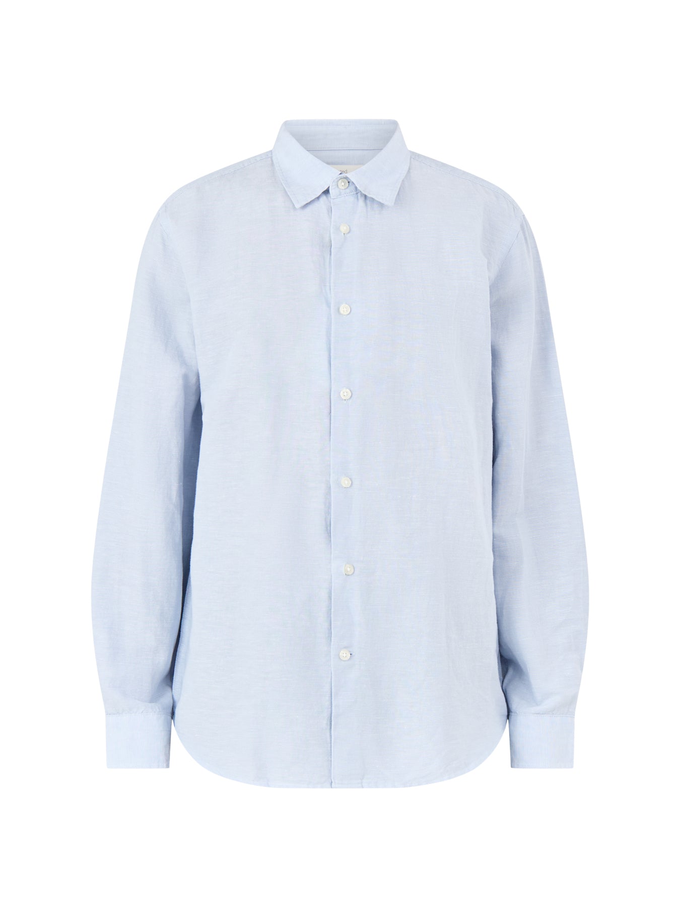 Linen-Blend Long Sleeve Shirt Blue