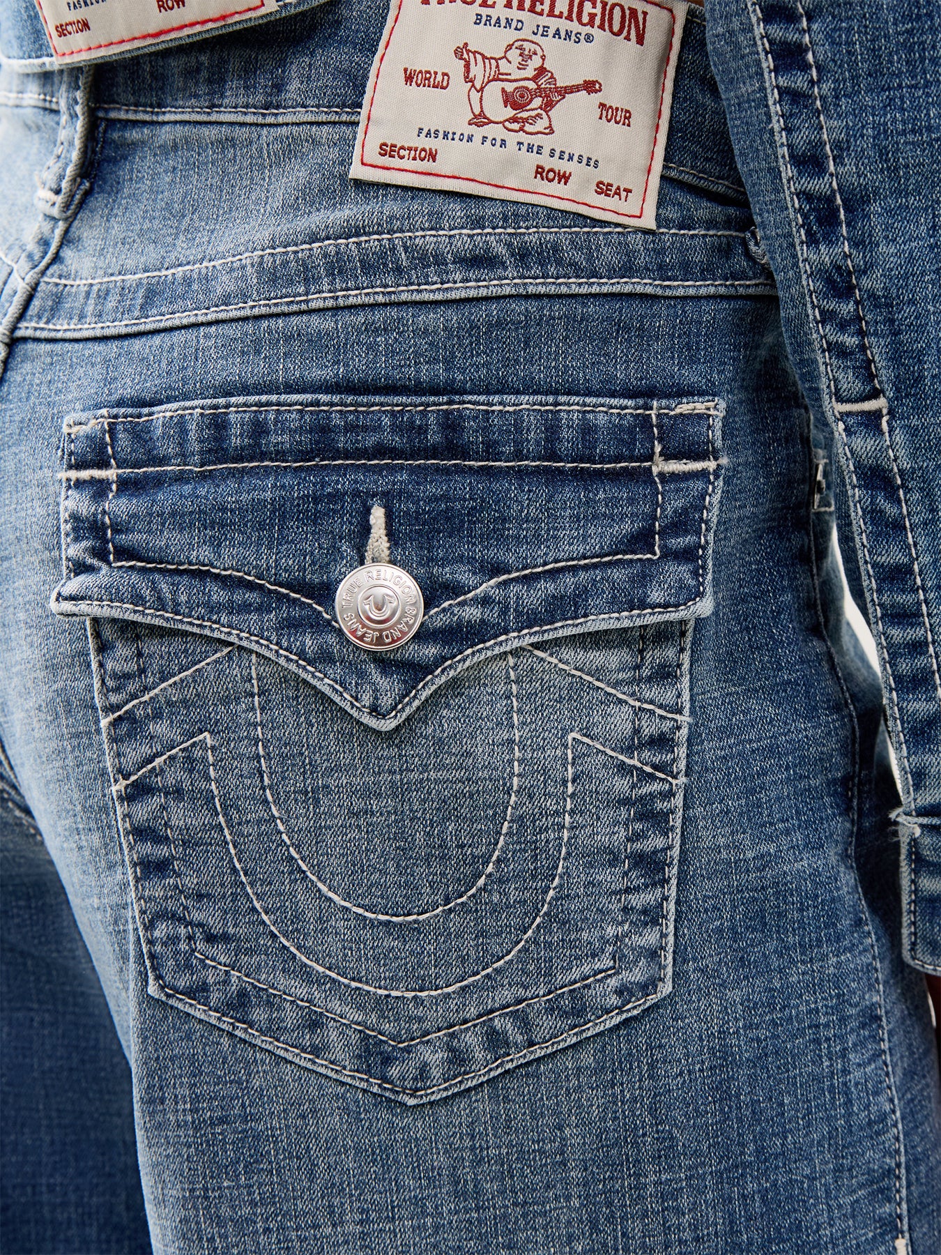 Baggy Flap Denim Trousers Blue