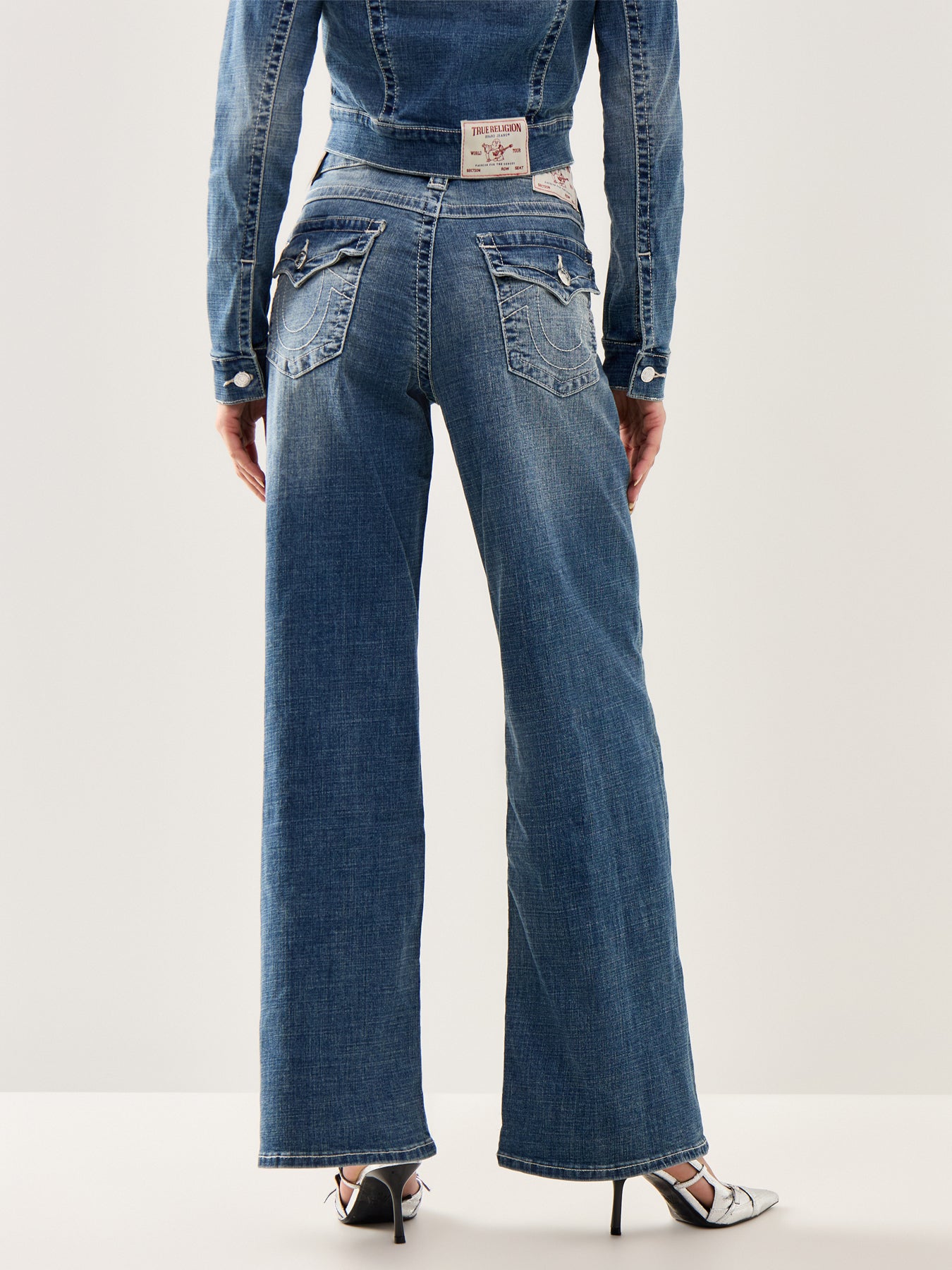 Baggy Flap Denim Trousers Blue