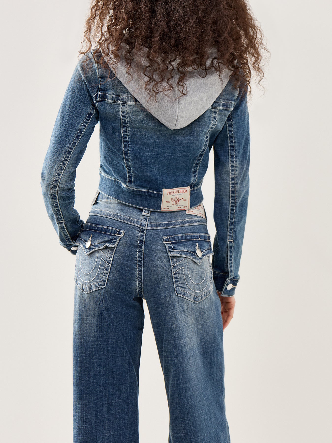 Shrunken Denim Zip Hoodie Jacket Blue