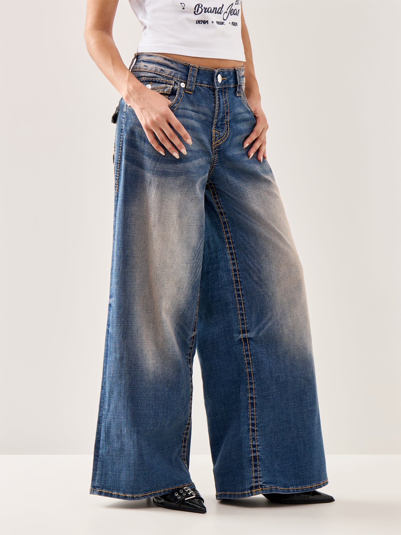 Jessie Super Baggy Flap Jeans Blue