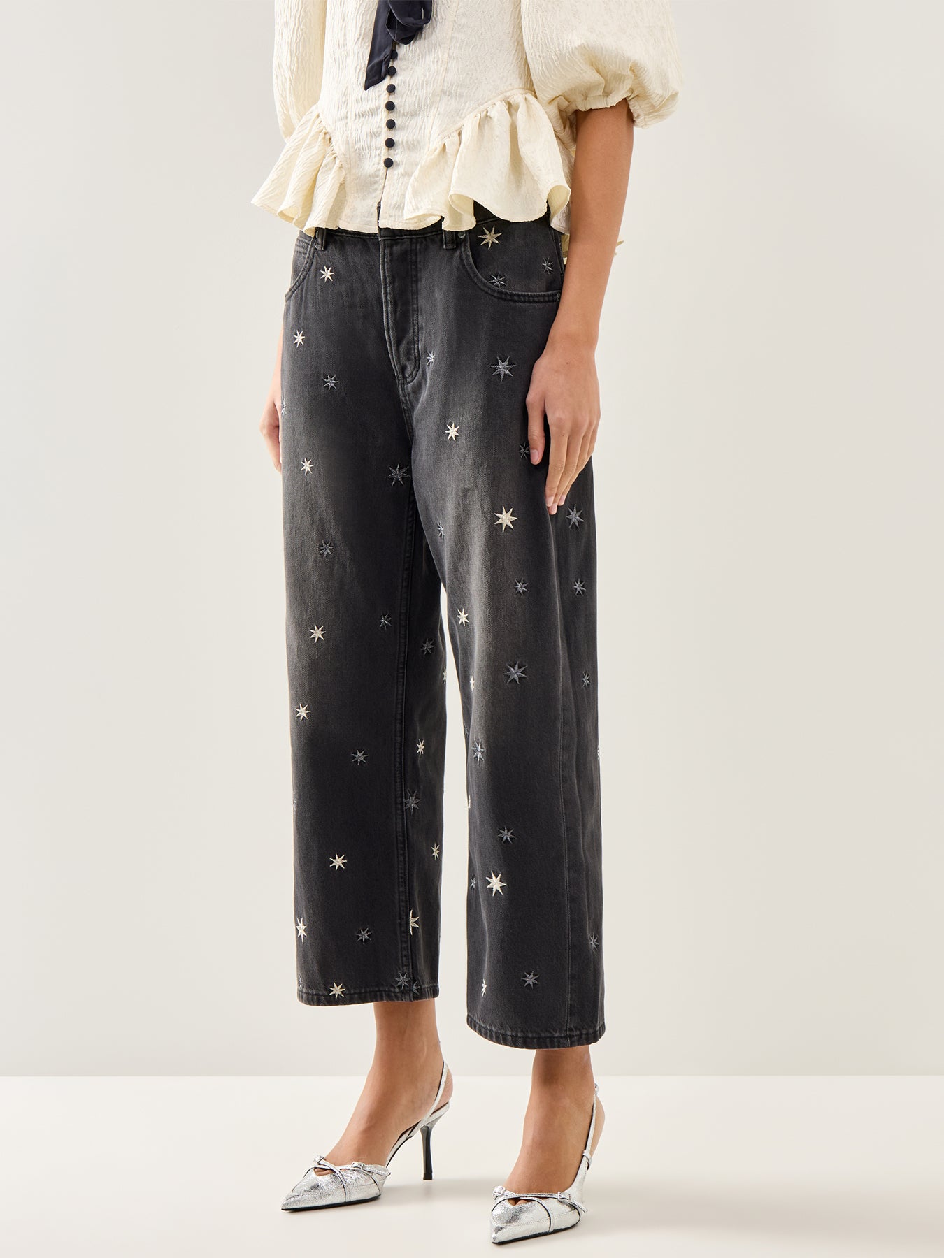 Deep Trance Shine Embroidered Trouser Black