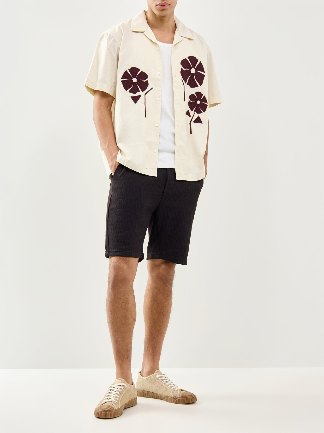Seeren Embroidered Short Sleeve Shirt Cream