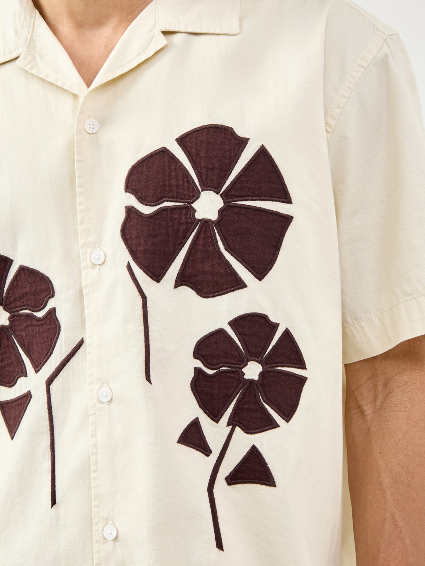 Seeren Embroidered Short Sleeve Shirt Cream