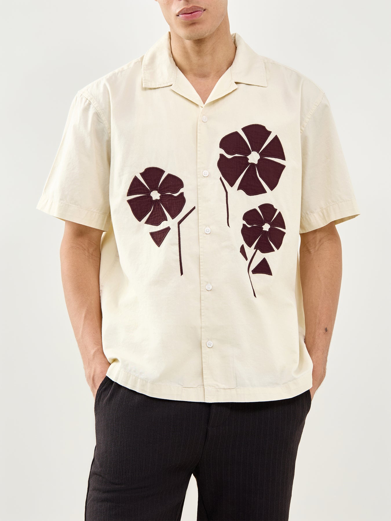 Seeren Embroidered Short Sleeve Shirt Cream