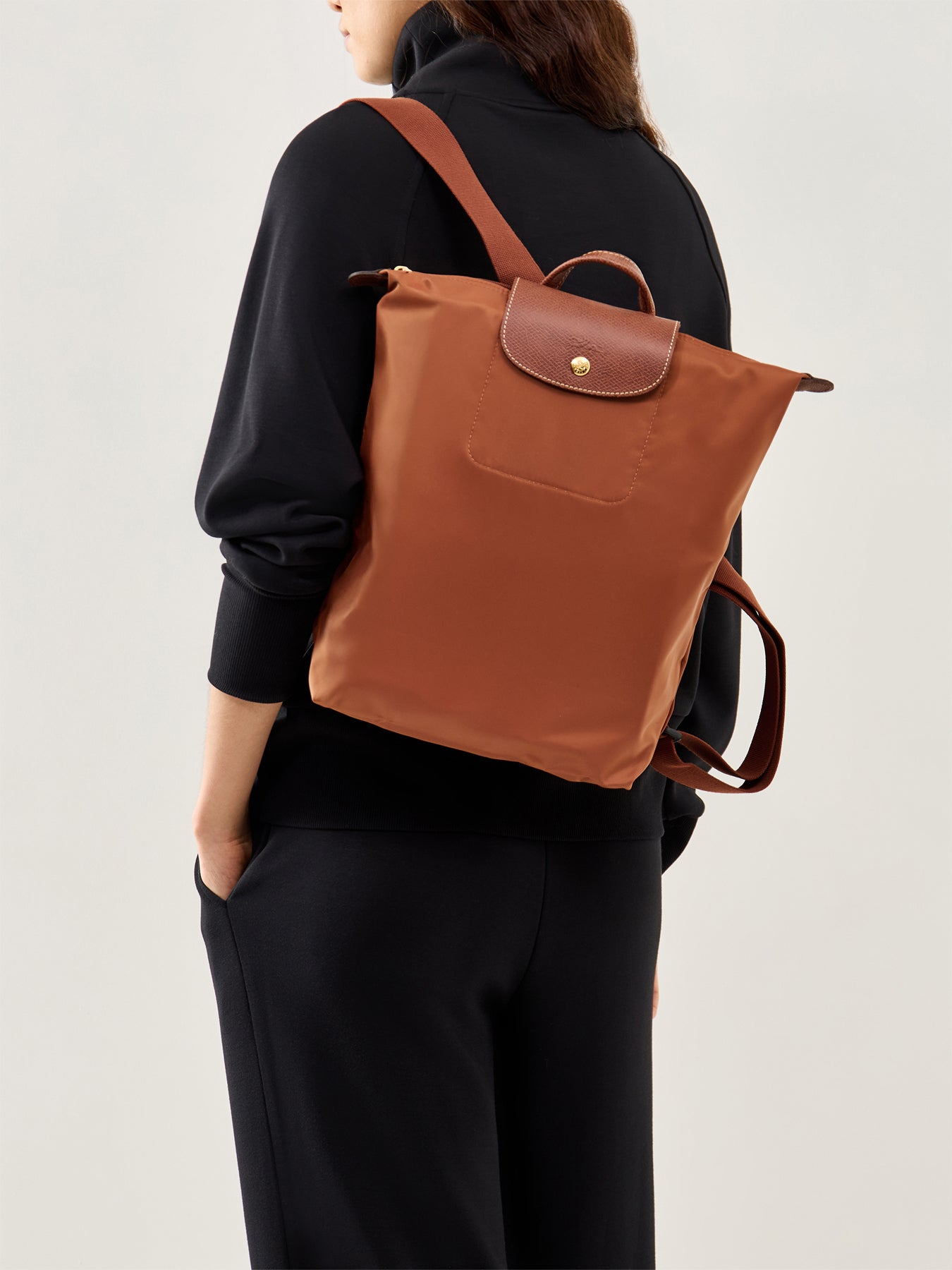 Le Pliage Medium Nylon Backpack Cognac