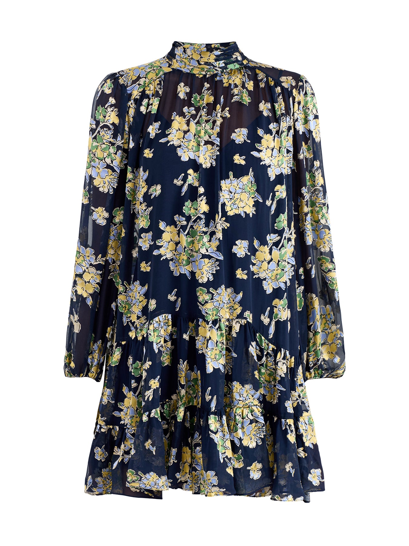 Anaya Dress Bouquet Devoré Navy