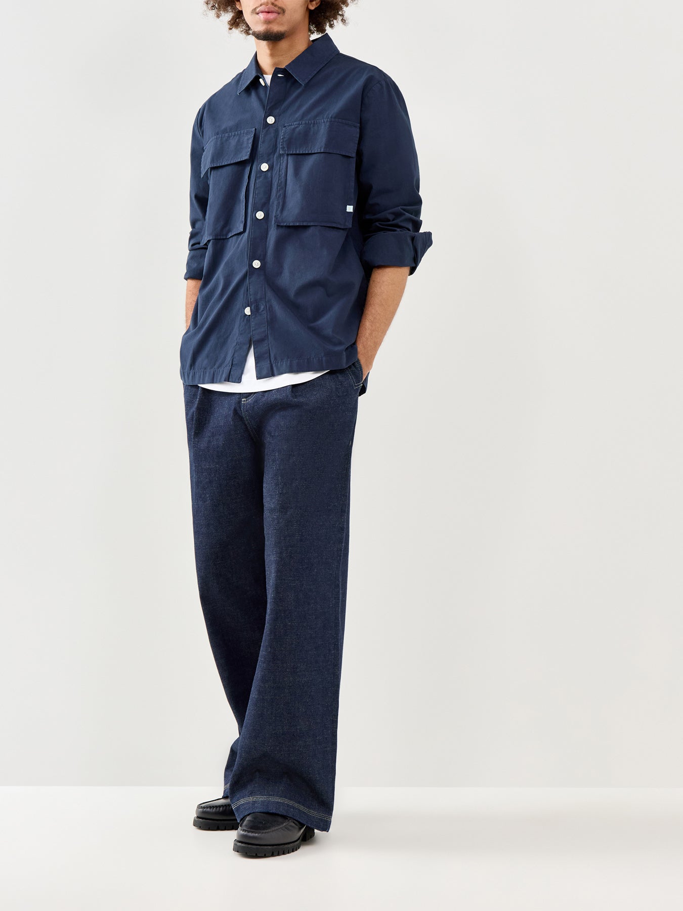Cotton Long Sleeve Shirt Navy