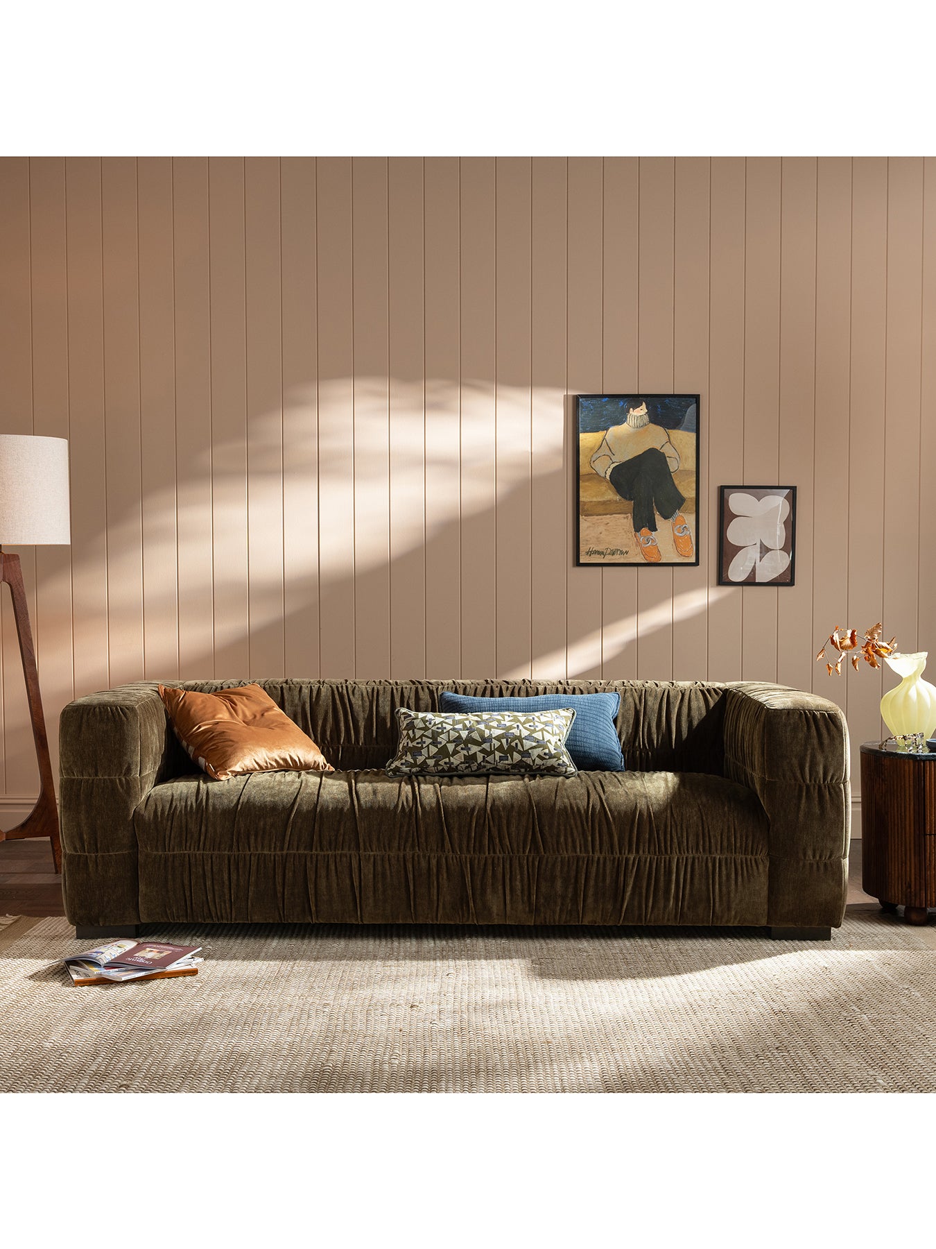 Vercelli 3 Seater Sofa Green