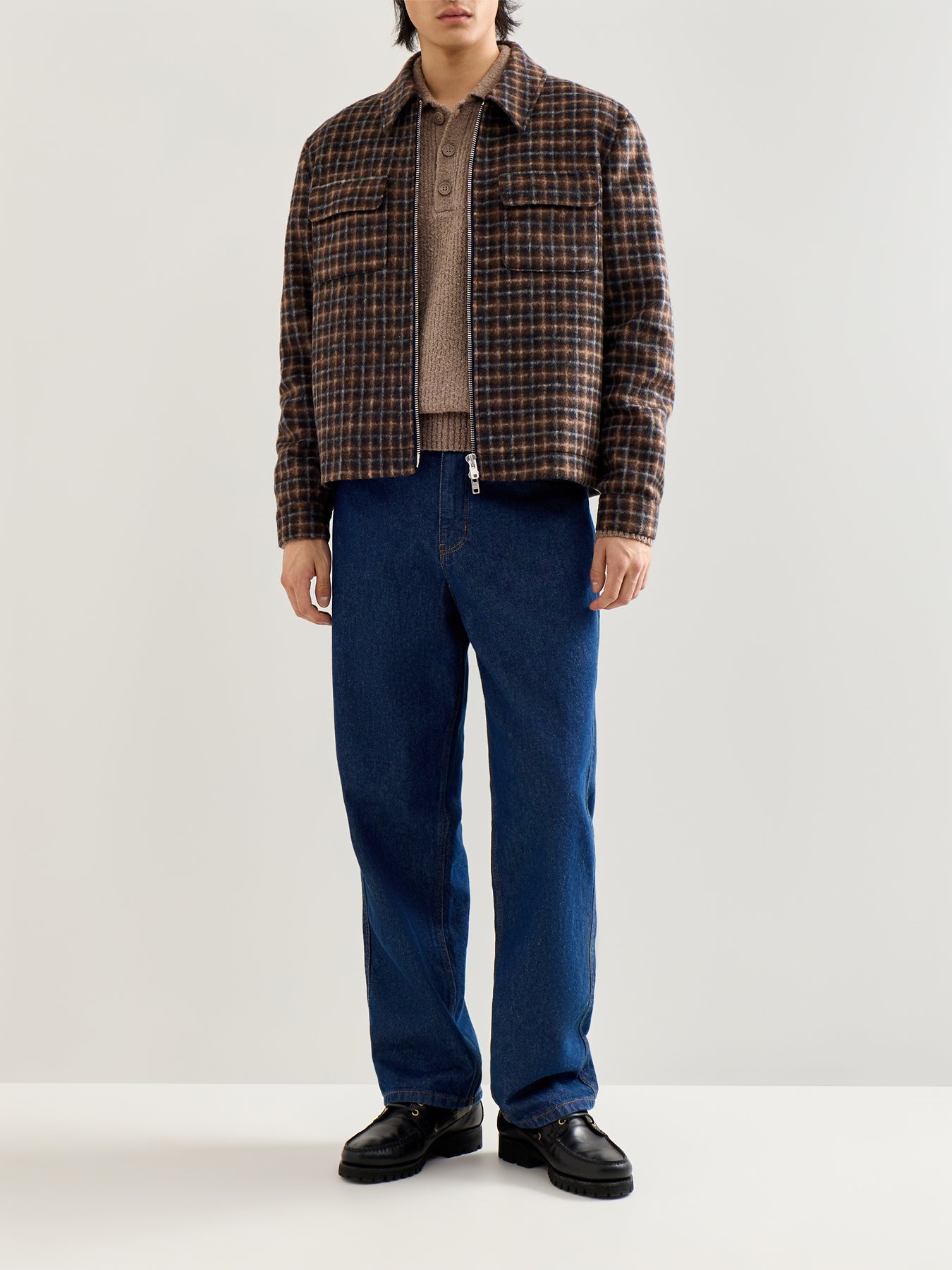 Onsdale Relaxed Long Sleeve Polo Knit Brown