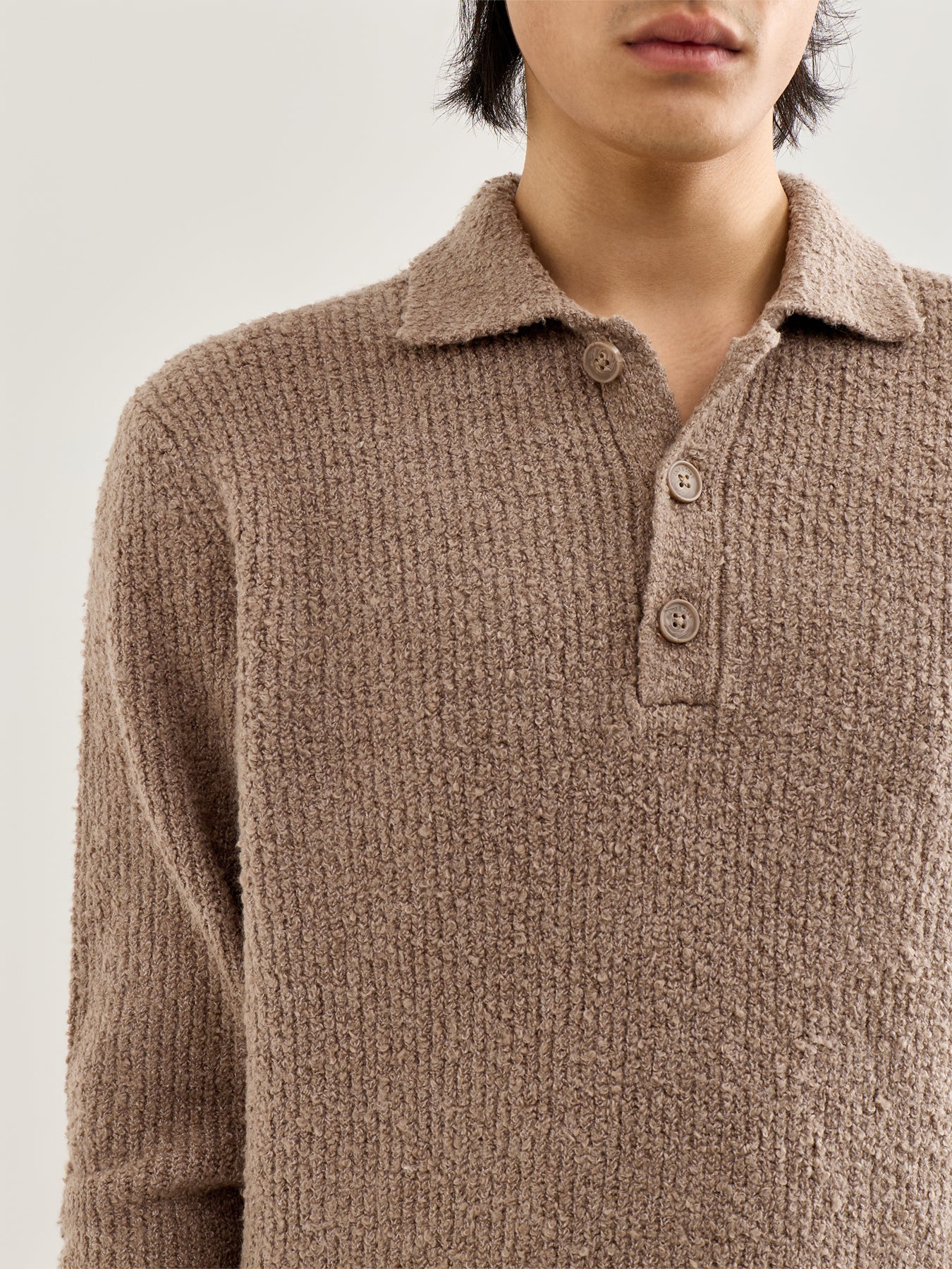 Onsdale Relaxed Long Sleeve Polo Knit Brown