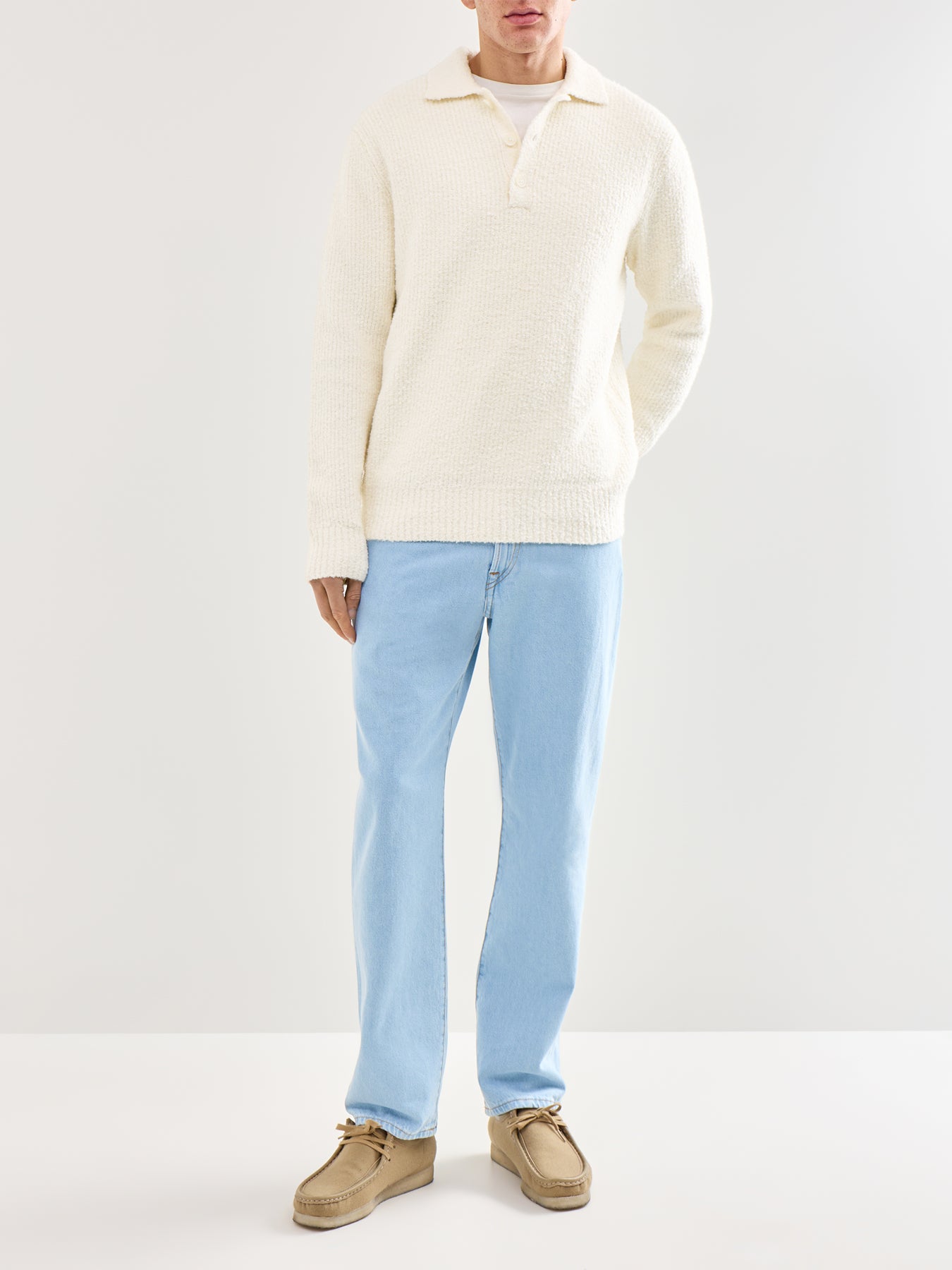Onsdale Relaxed Long Sleeve Polo Knit Cream