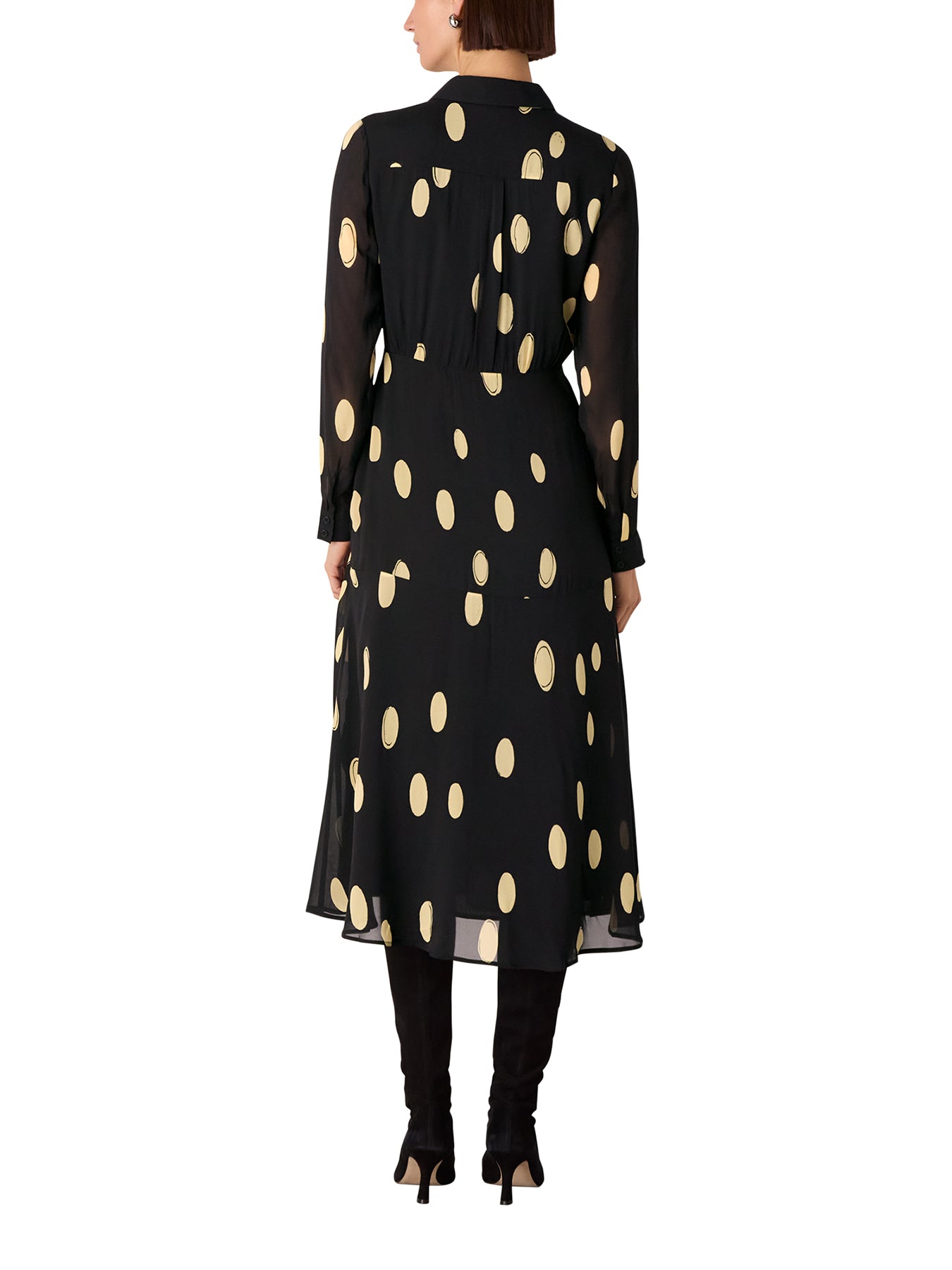 Abstract Spot Shirt Dress Black