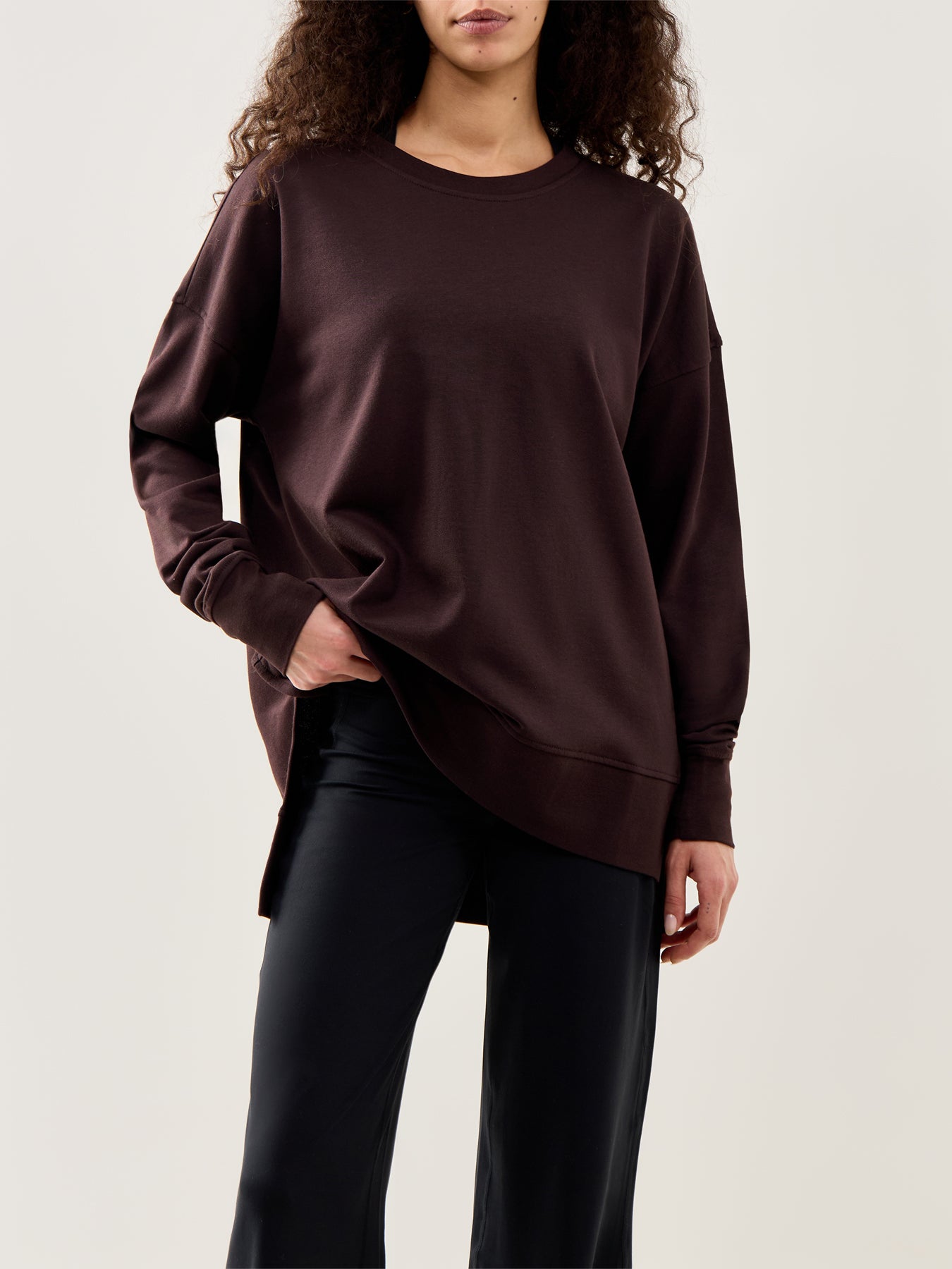 After Class Longline Sweatshirt Brown