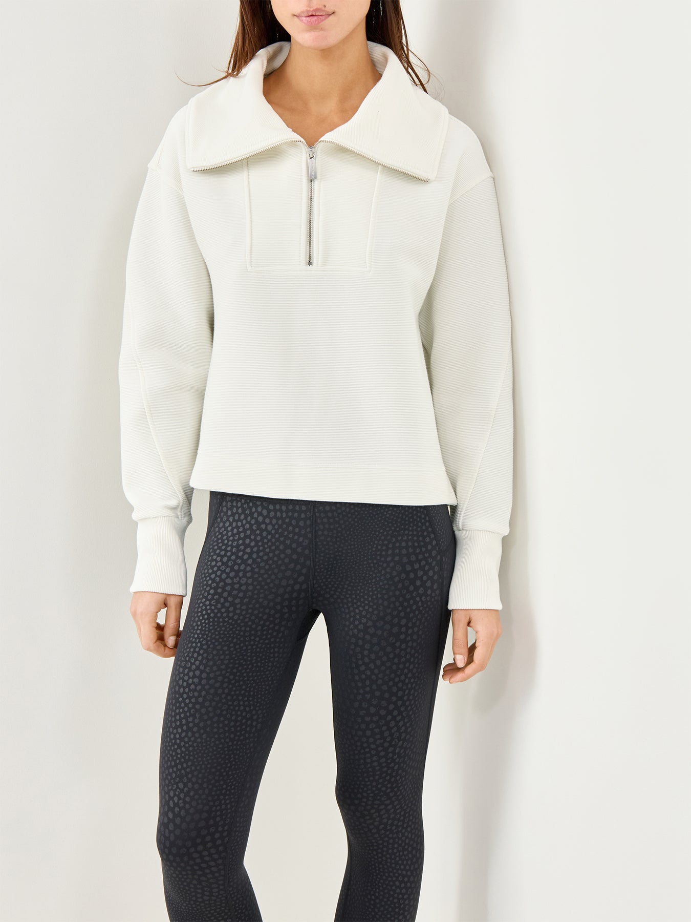 Peaceful Rib Half Zip Sweatshirt White