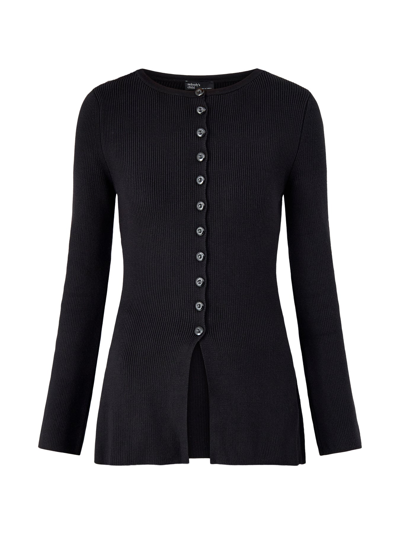 Waisted Long Line Cardigan Black