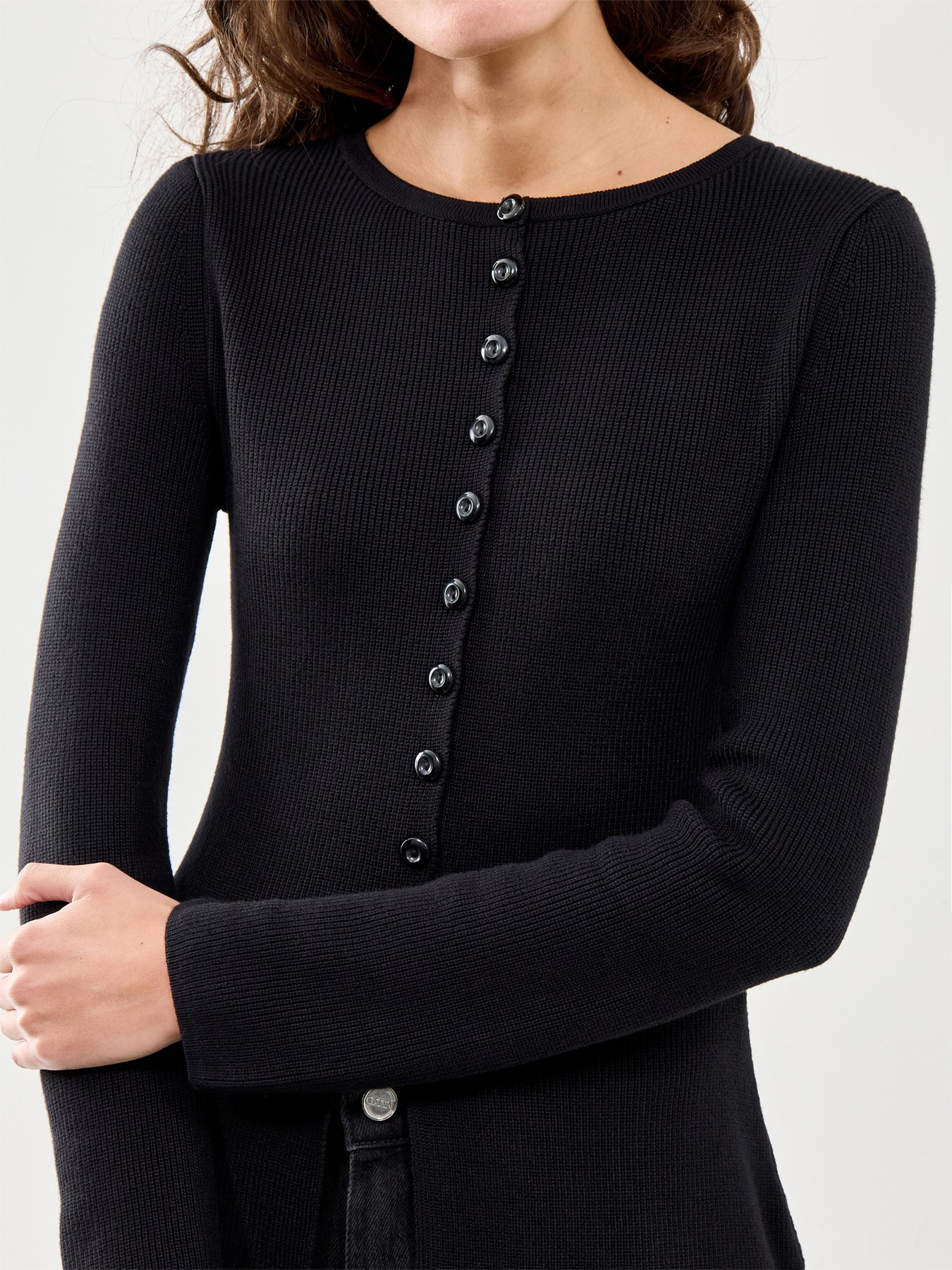 Waisted Long Line Cardigan Black