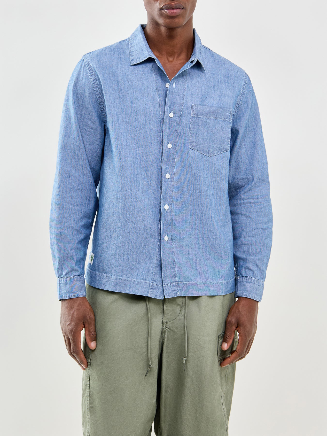 Chambray Long Sleeve Resort Shirt Blue