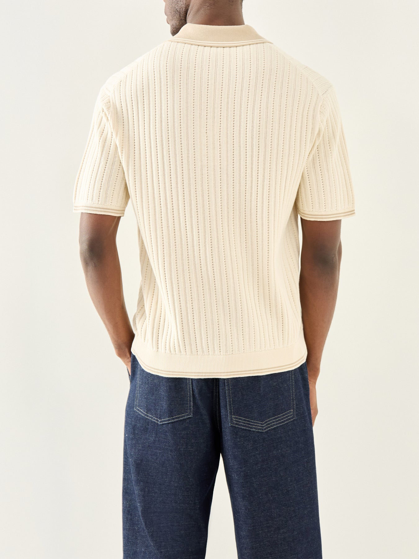 Crochet Knitted Polo Shirt White