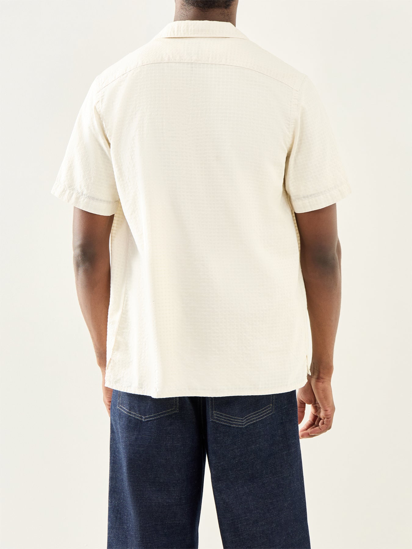 Embroidered Neps Short Sleeve Shirt White