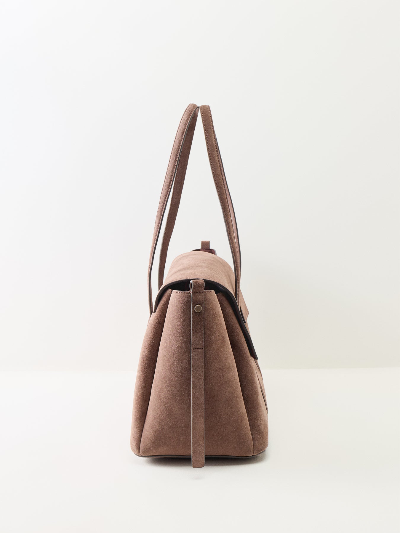 Chancery Suede Medium Flapover Shoulder Bag Brown