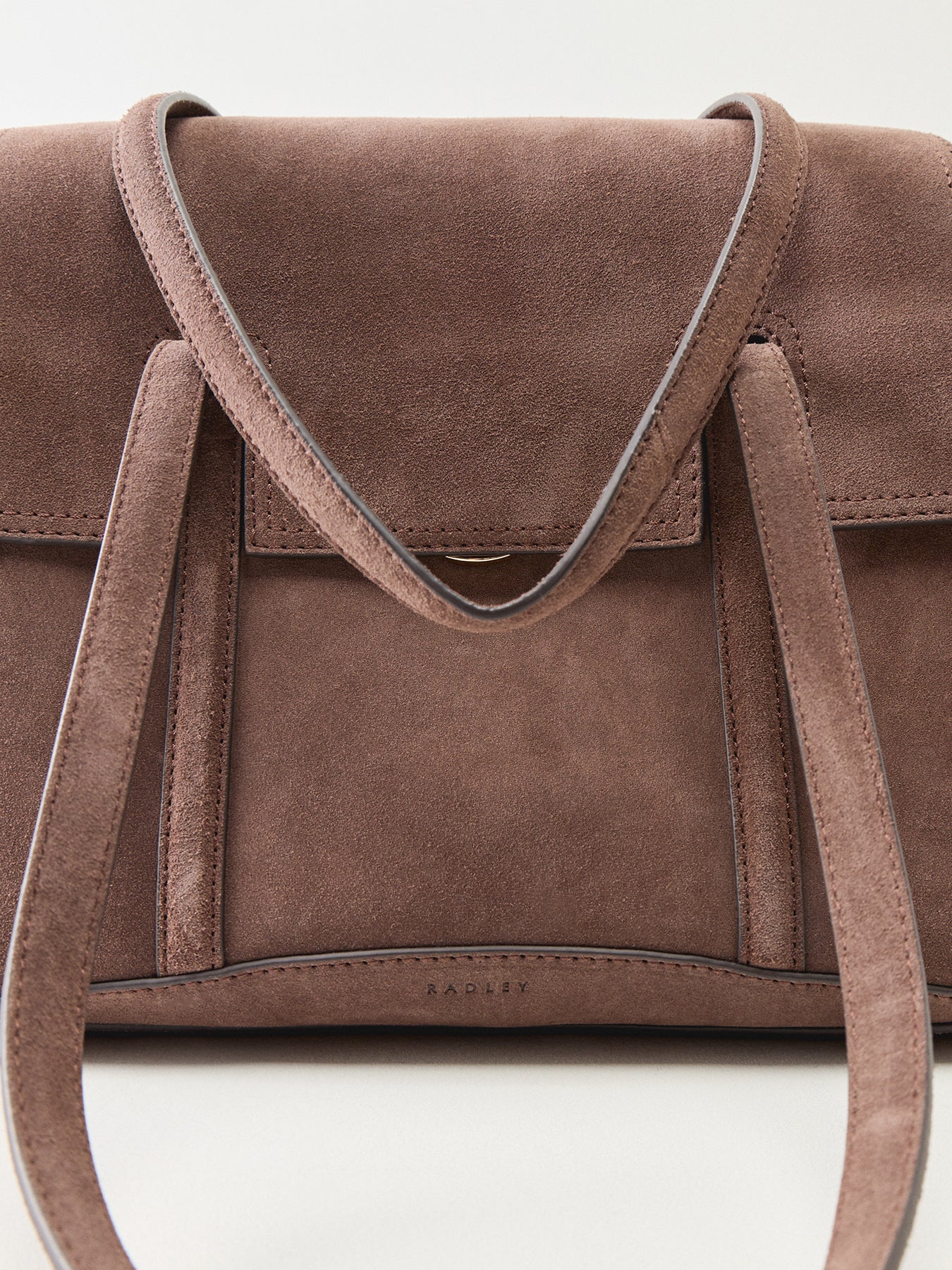 Chancery Suede Medium Flapover Shoulder Bag Brown