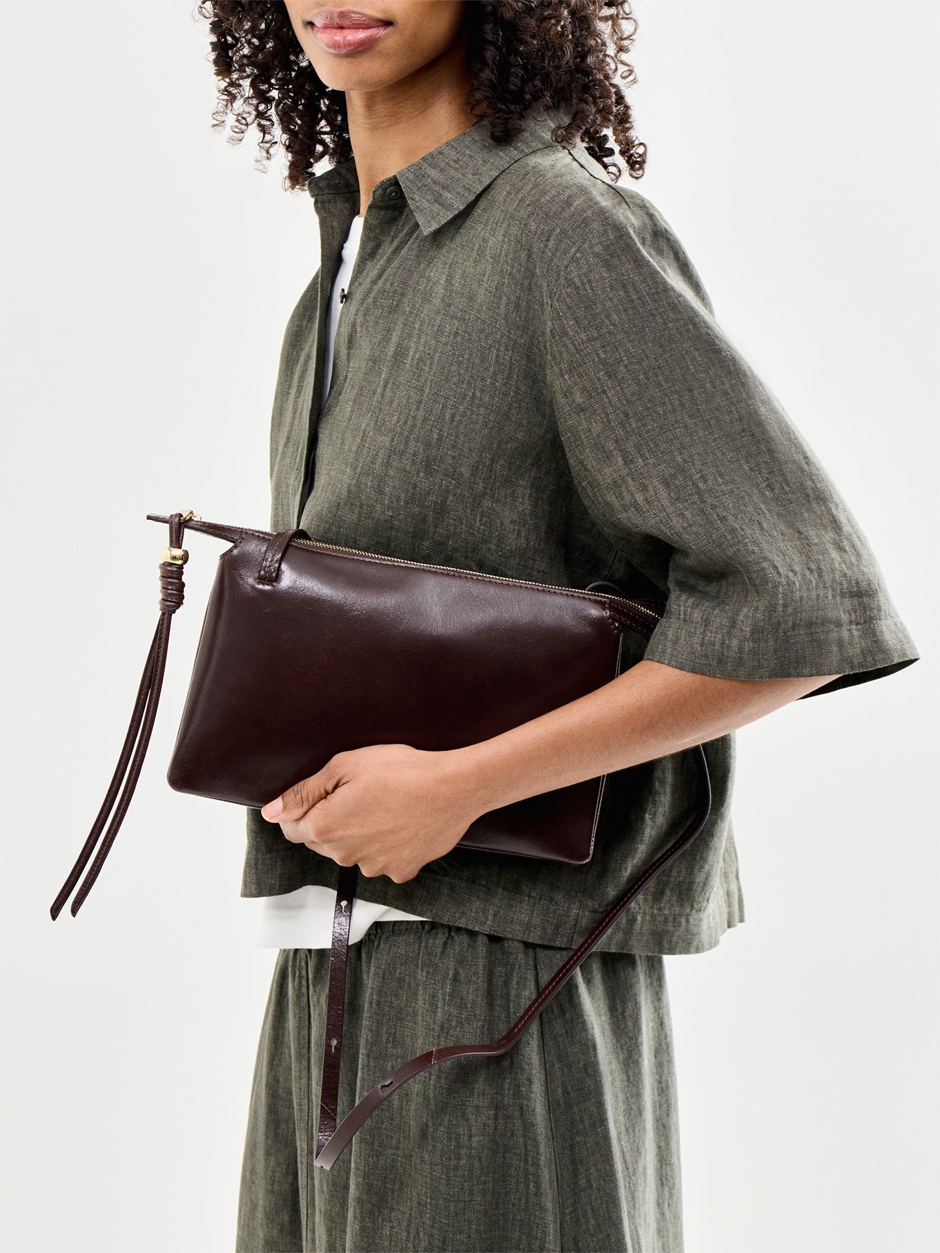 Romilly Medium Ziptop Crossbody Brown
