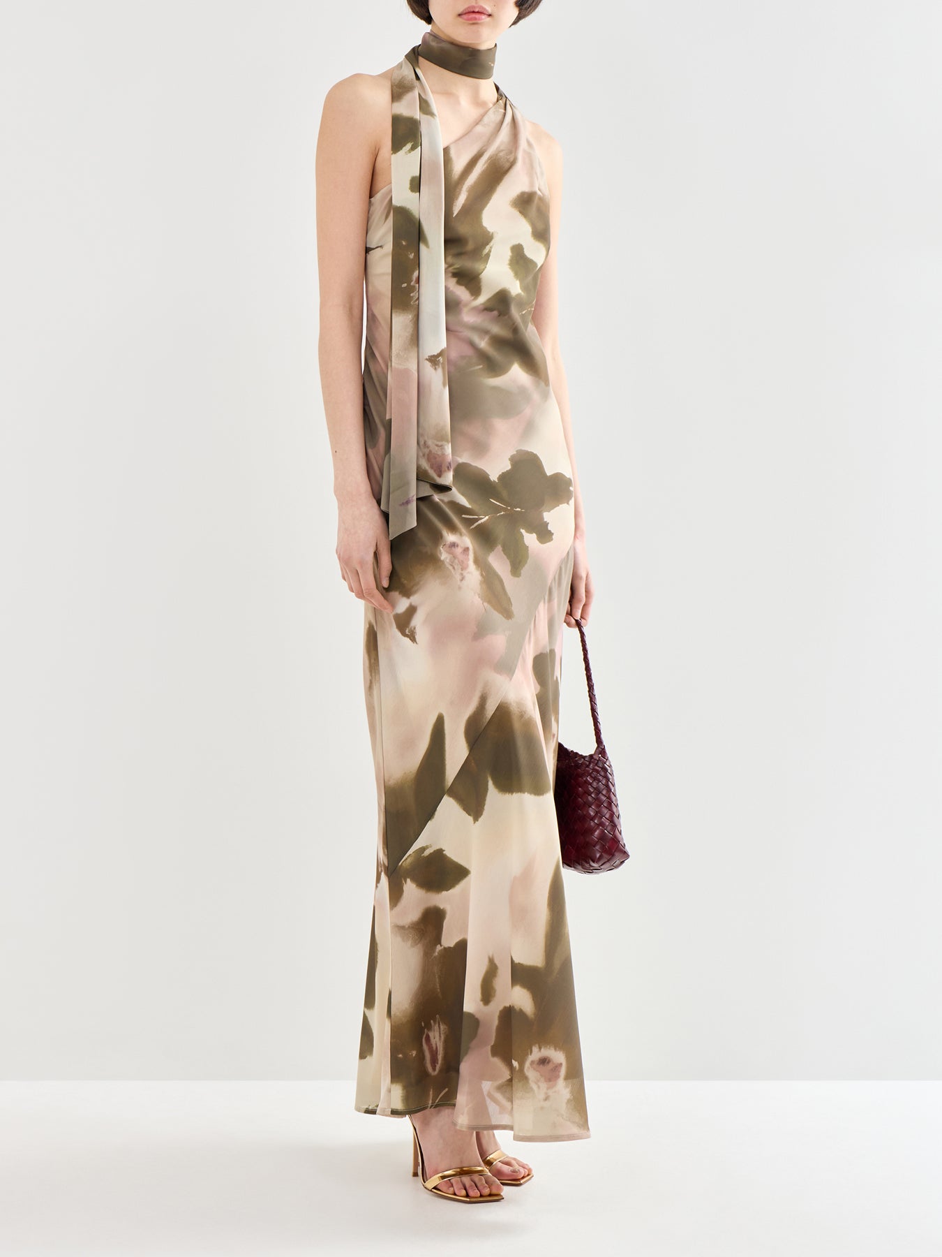 Sheree One Shoulder Chiffon Maxi Dress Floral