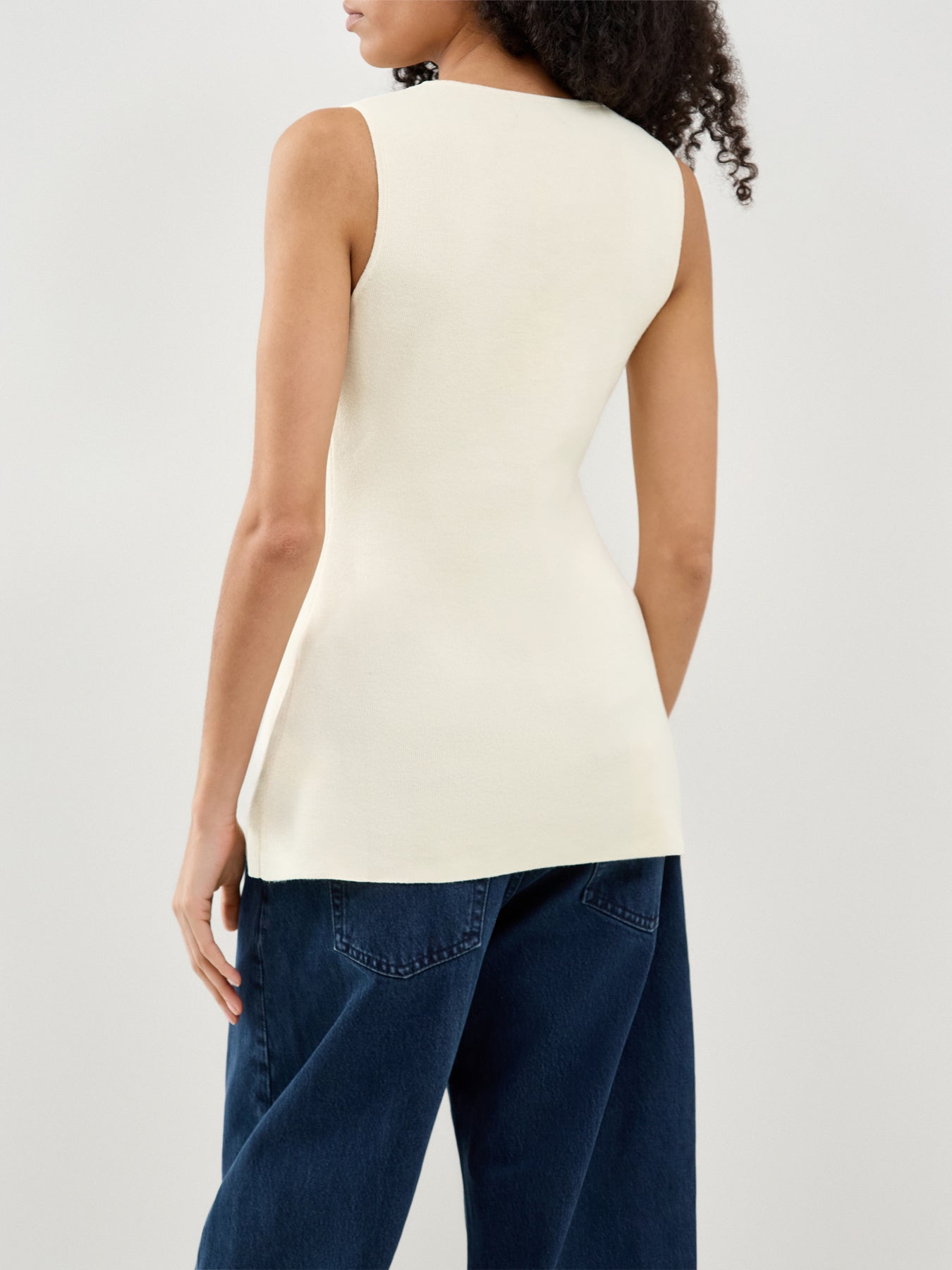 Alba Knit Longline Waistcoat Cream