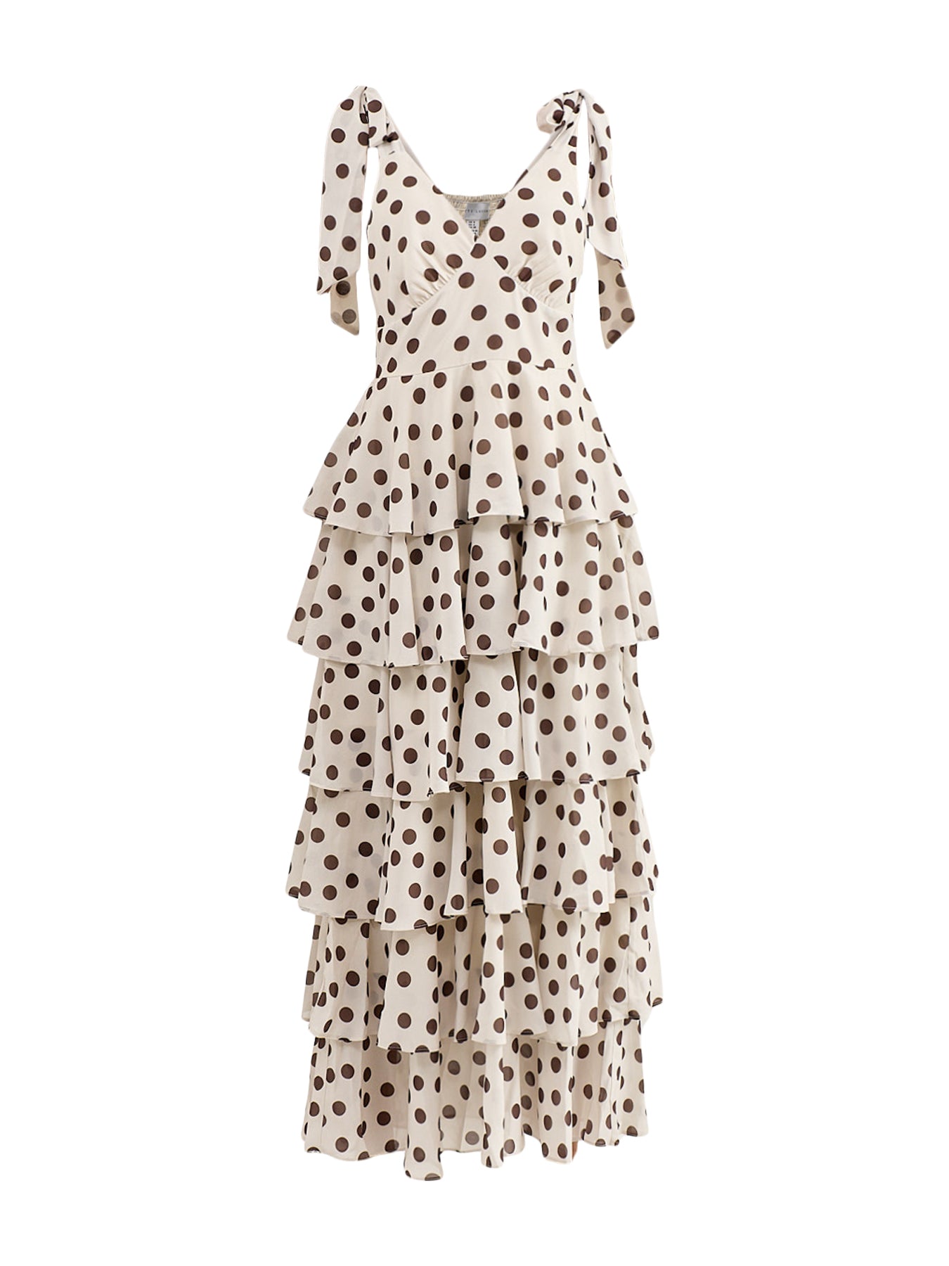 Fiore Tie Ruffle Maxi Dress Brown