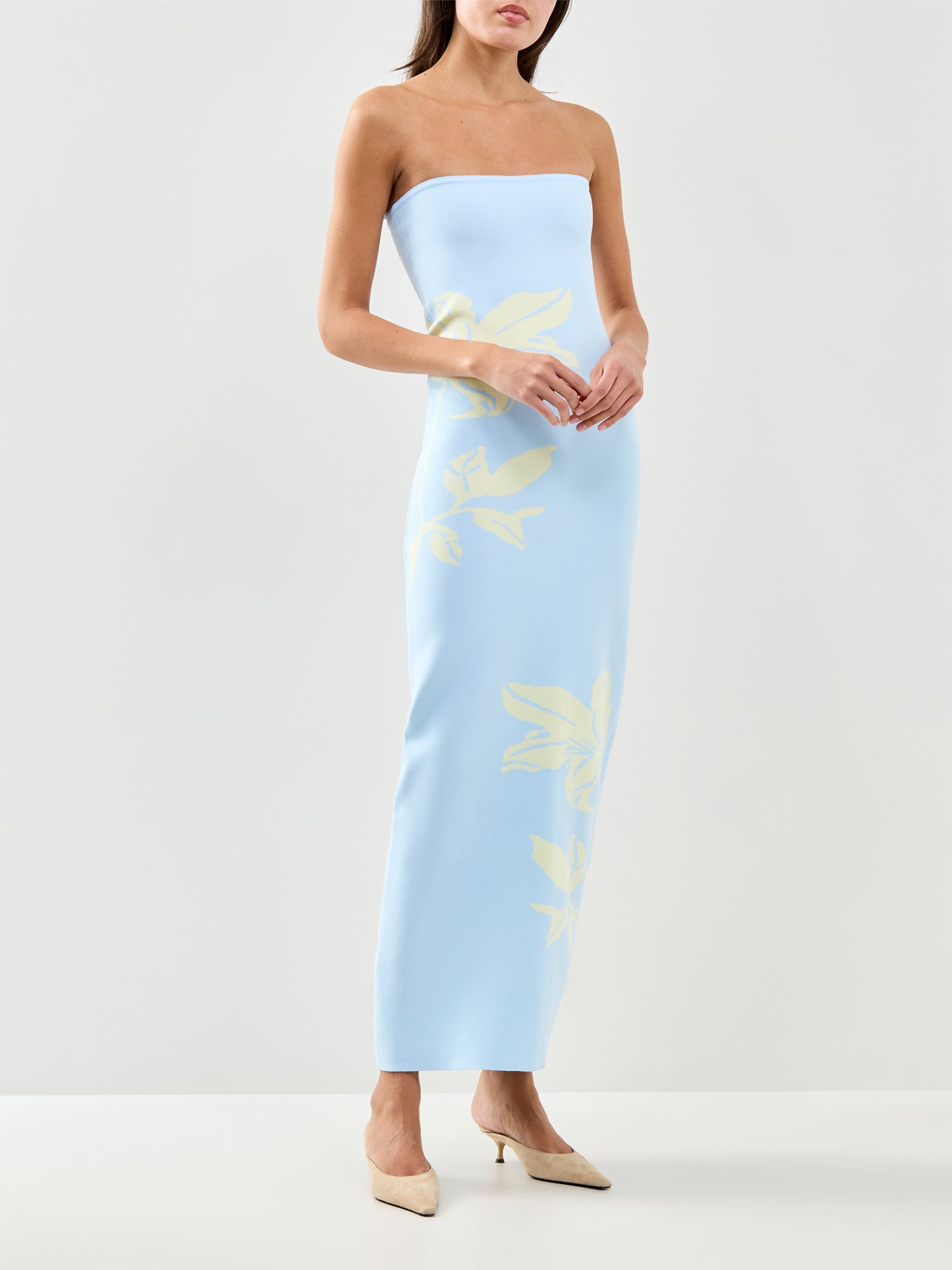 Milena Floral Bandeau Dress Blue Lemon