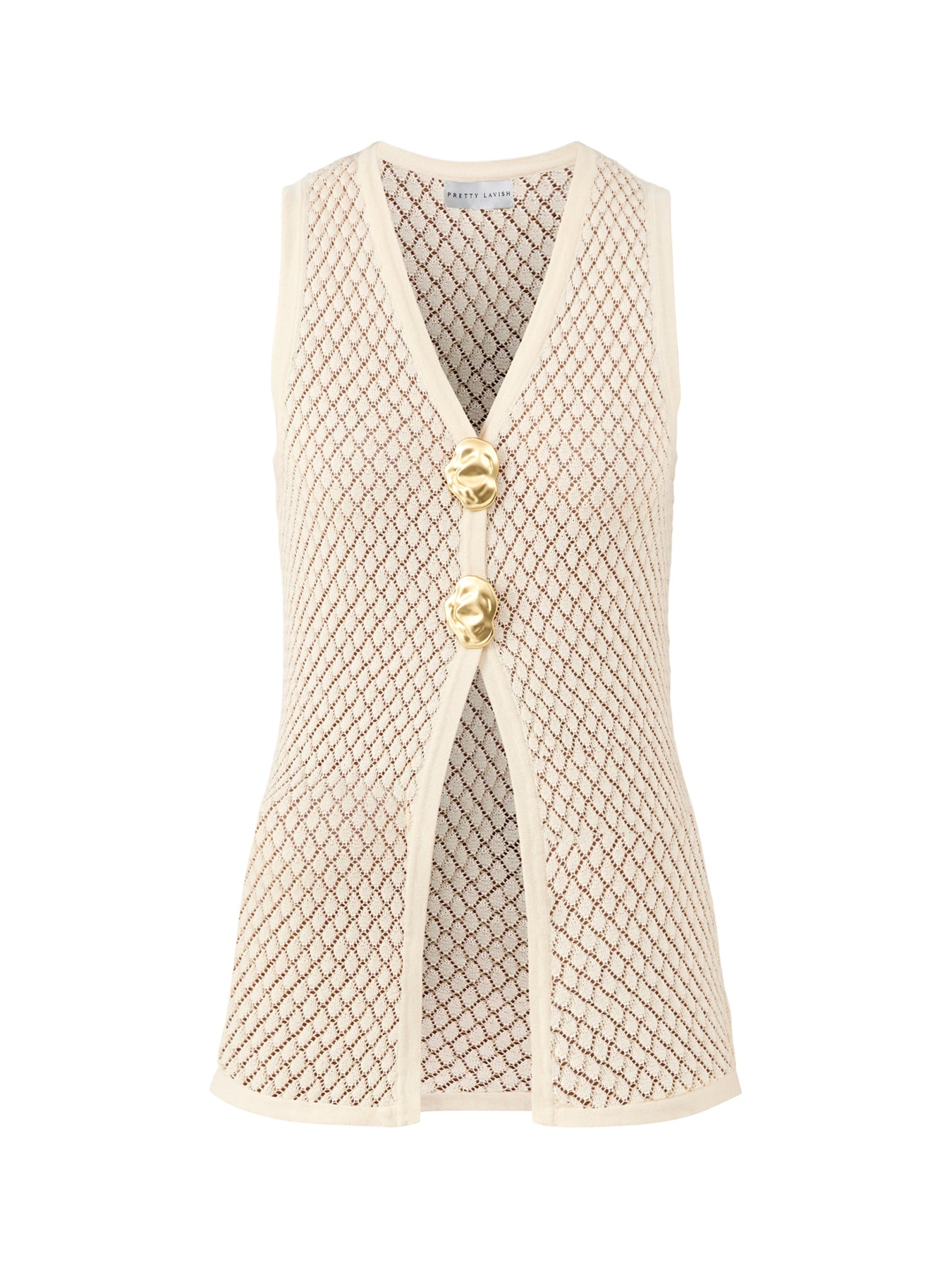 Imani Pointelle Knit Waistcoat Oyster