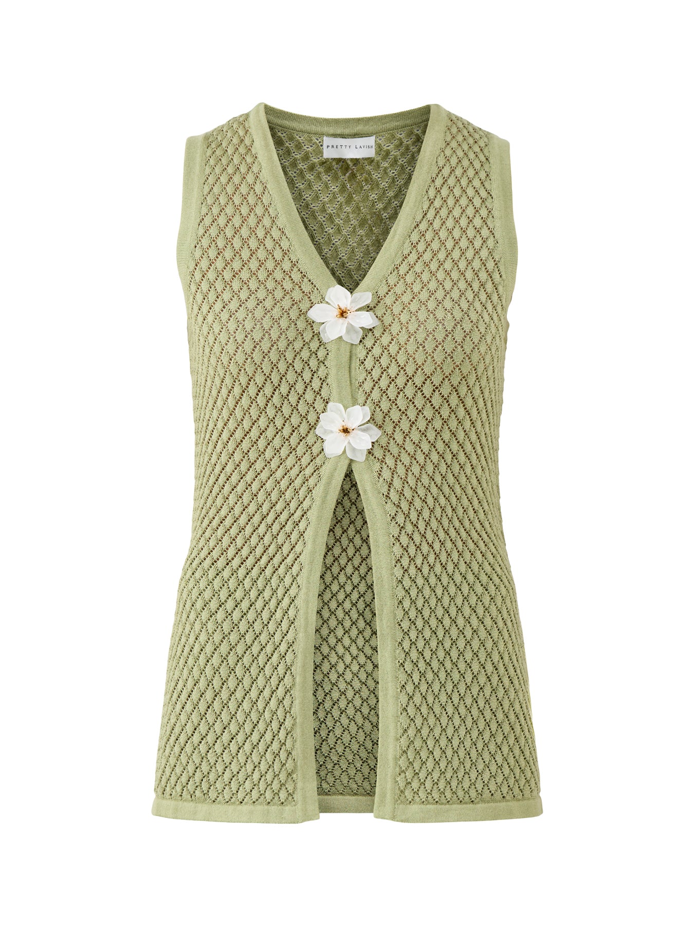 Imani Pointelle Knit Waistcoat Olive