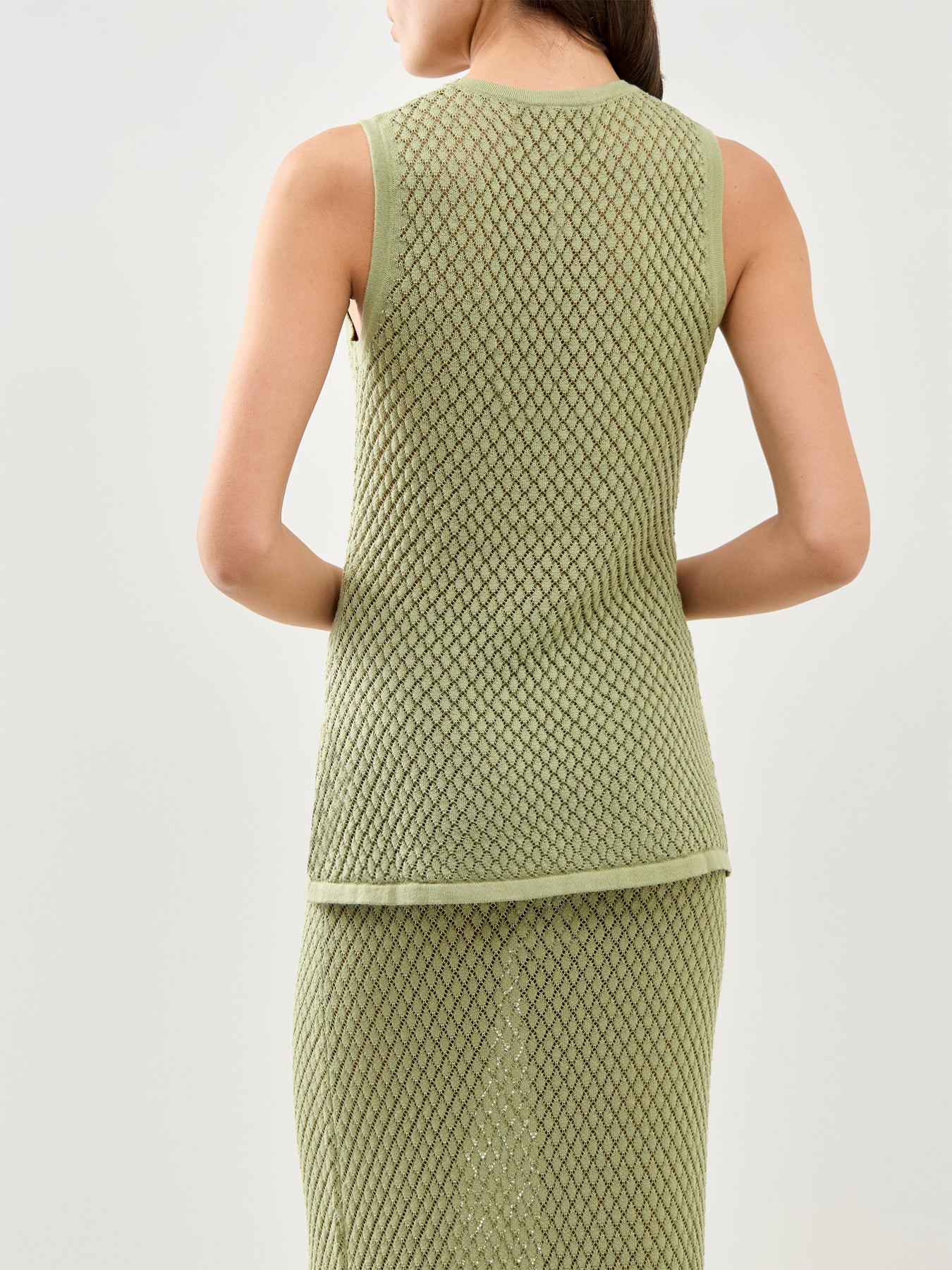 Imani Pointelle Knit Waistcoat Olive