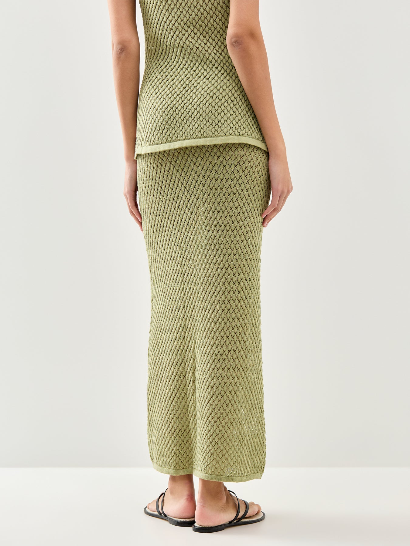 Imani Pointelle Knit Skirt Olive