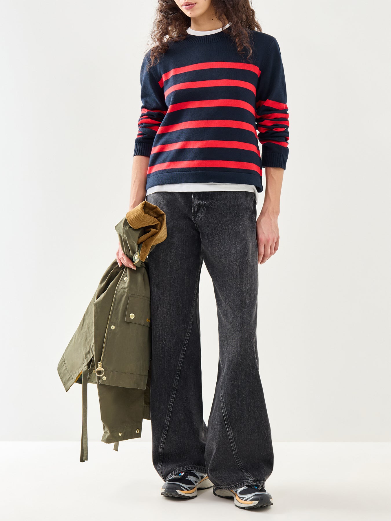 Fern Knitted Jumper Navy Red