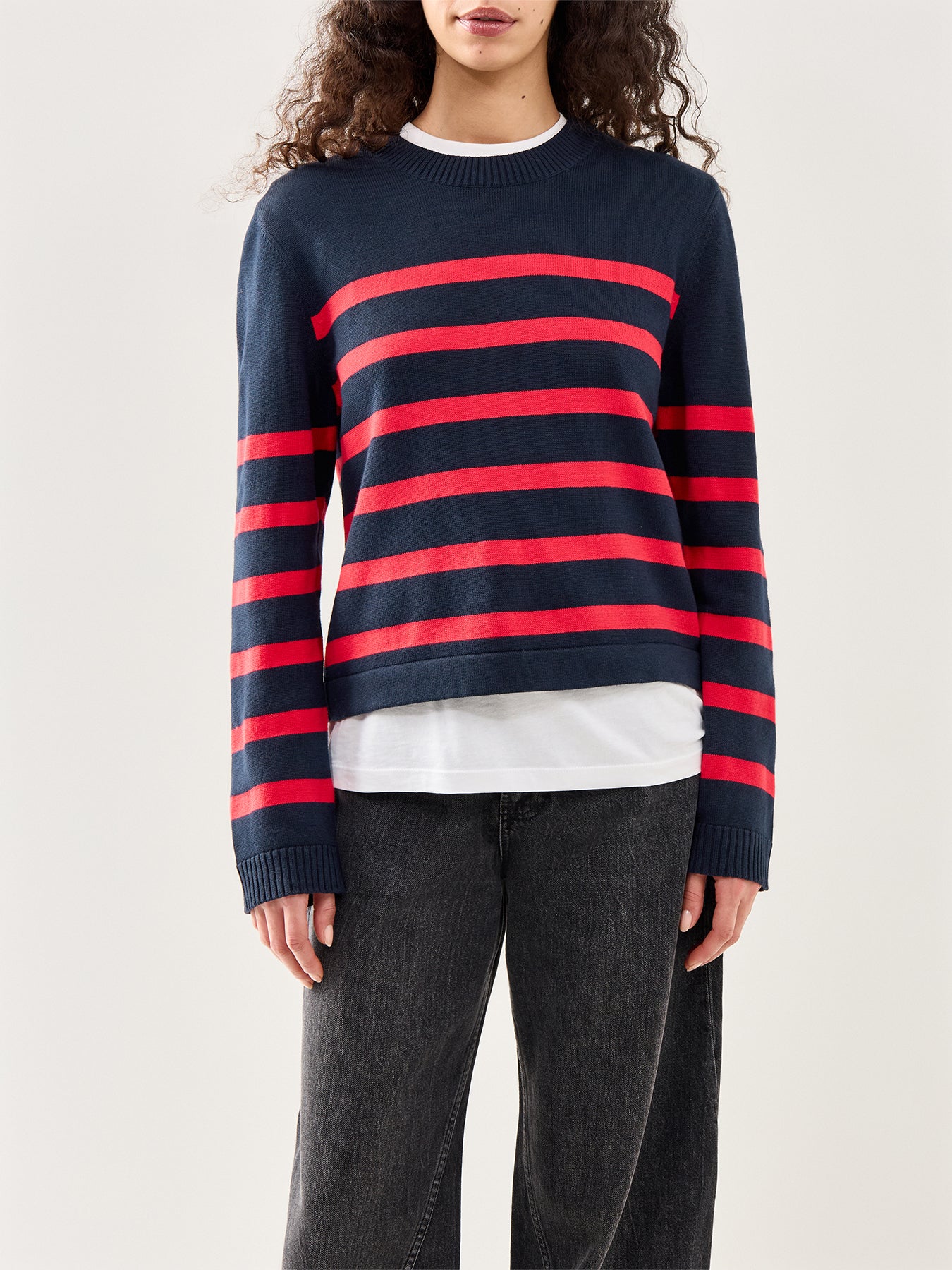 Fern Knitted Jumper Navy Red