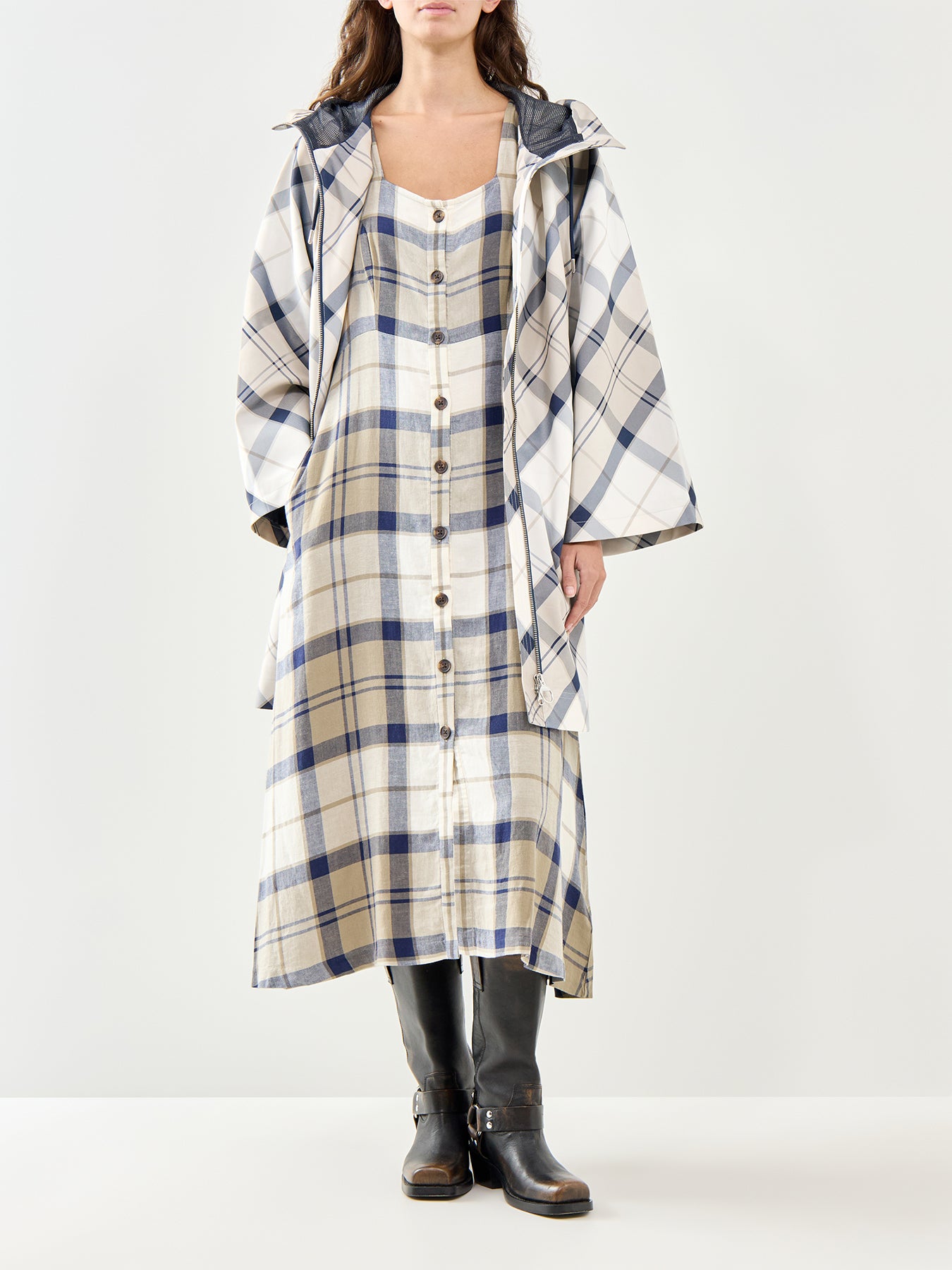 Ballina Midi Dress Navy Tartan