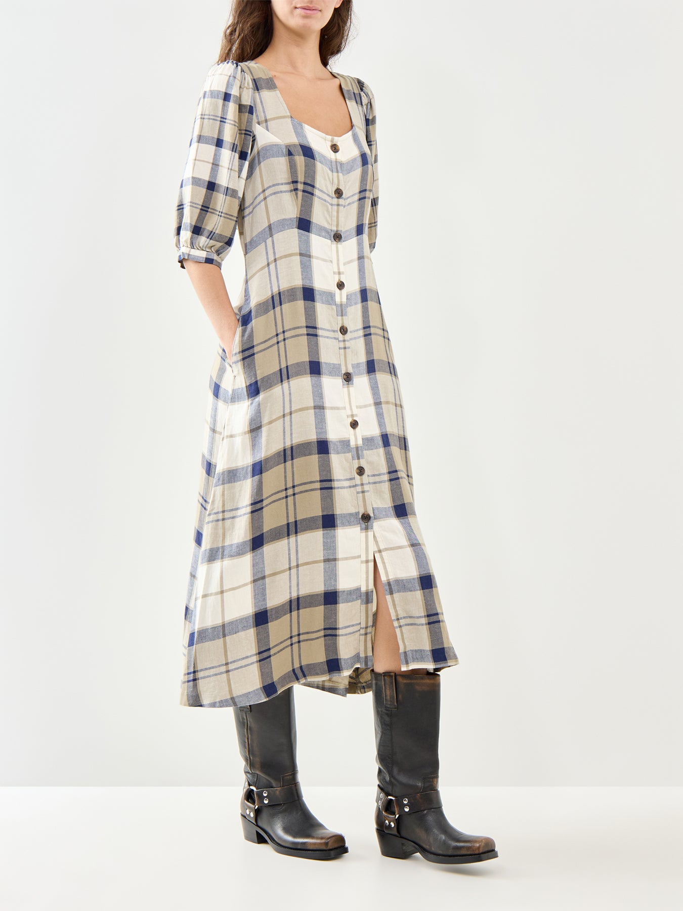 Ballina Midi Dress Navy Tartan