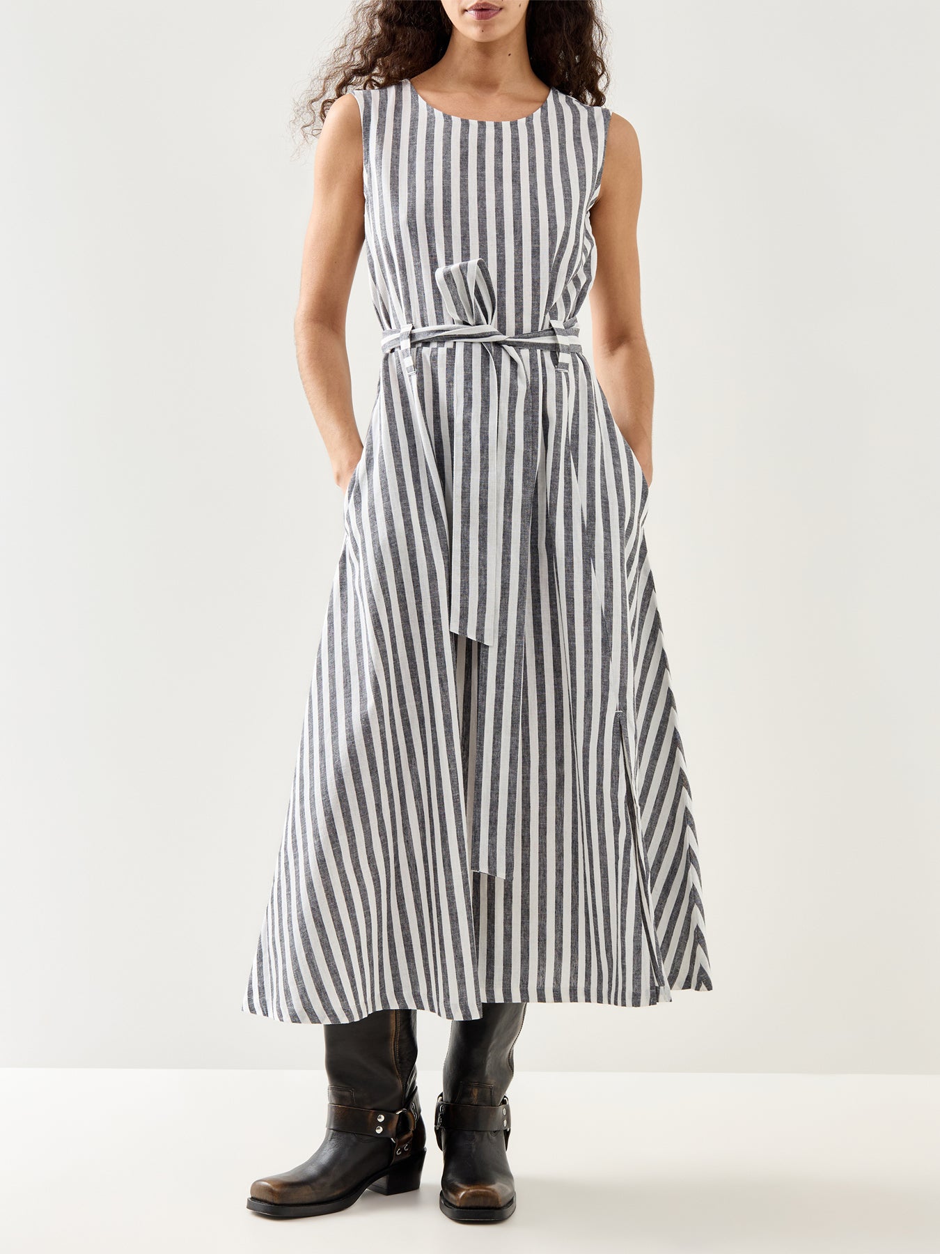 Inez Midi Dress Navy Stripe
