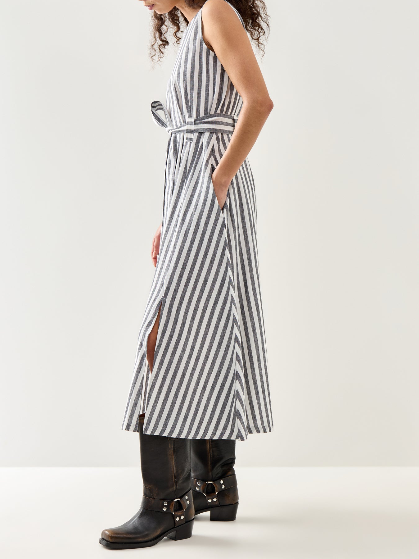 Inez Midi Dress Navy Stripe