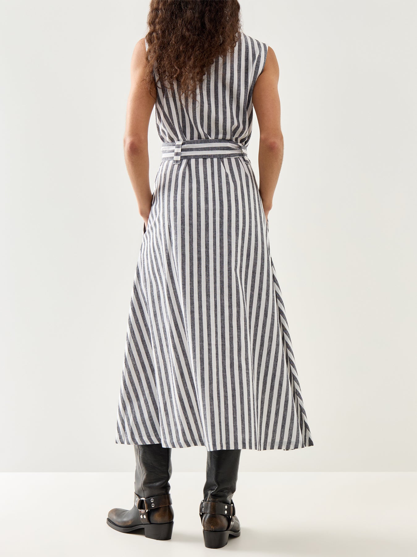 Inez Midi Dress Navy Stripe