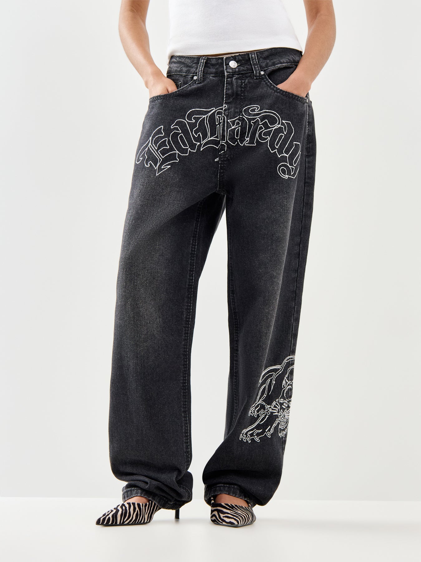 Gothic Panther Relaxed Jeans Black