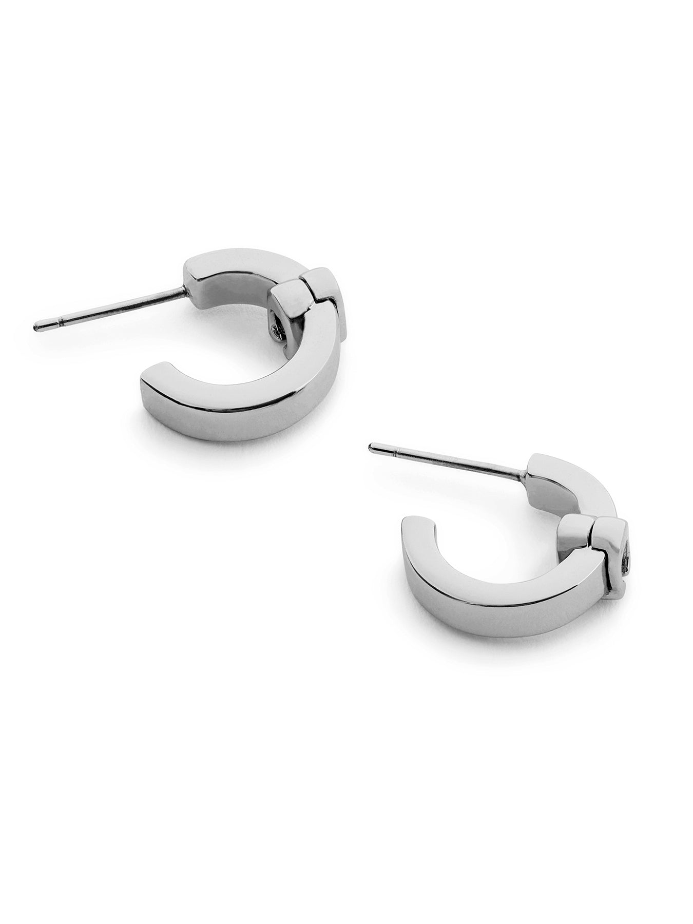 C Huggie Earrings Silver