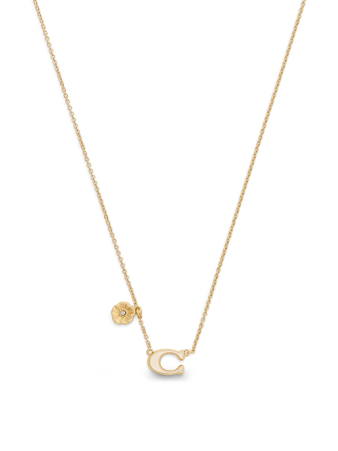 Enamel C Tearose Pendant Necklace Chalk