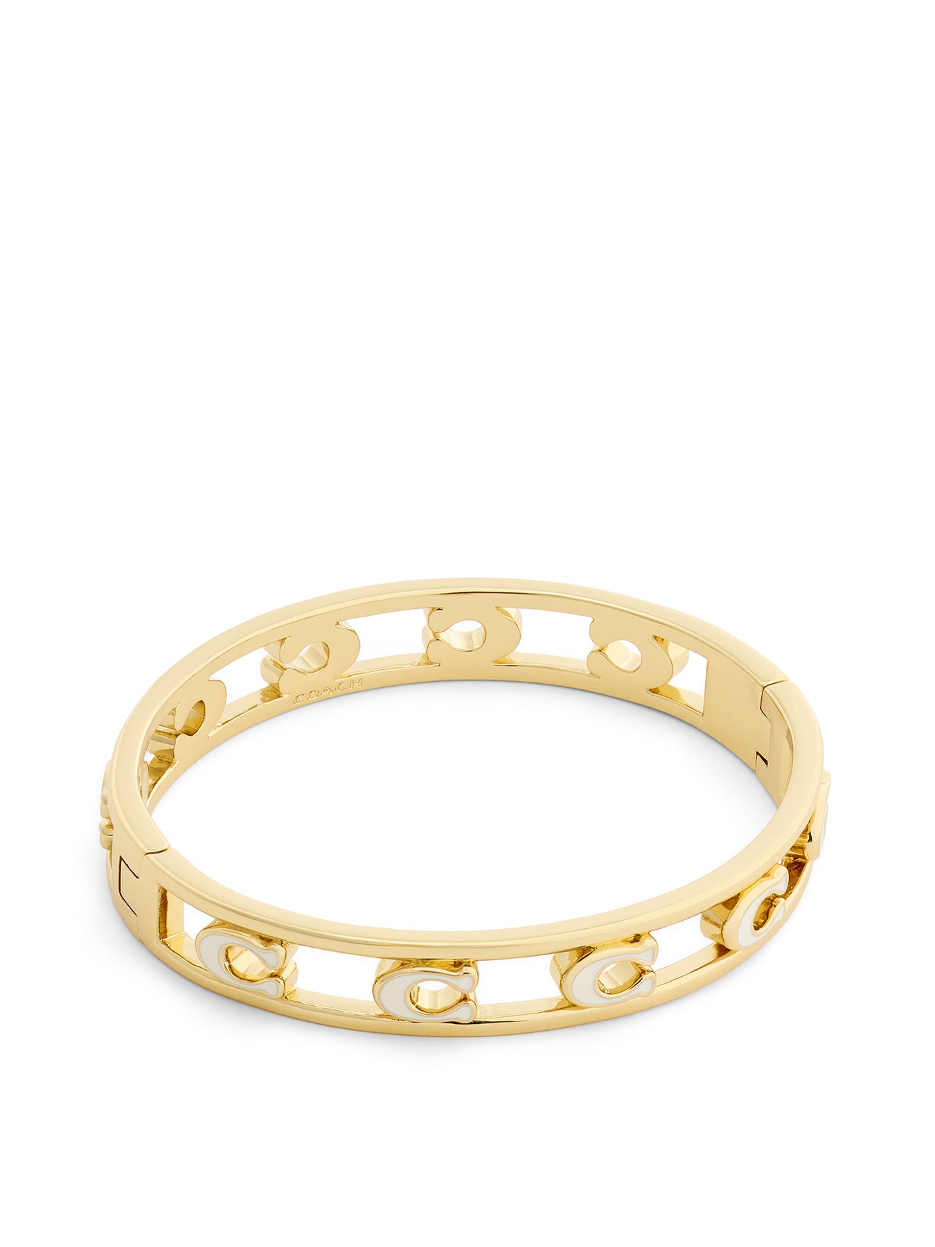 Open Enamel C Hinged Bangle Chalk