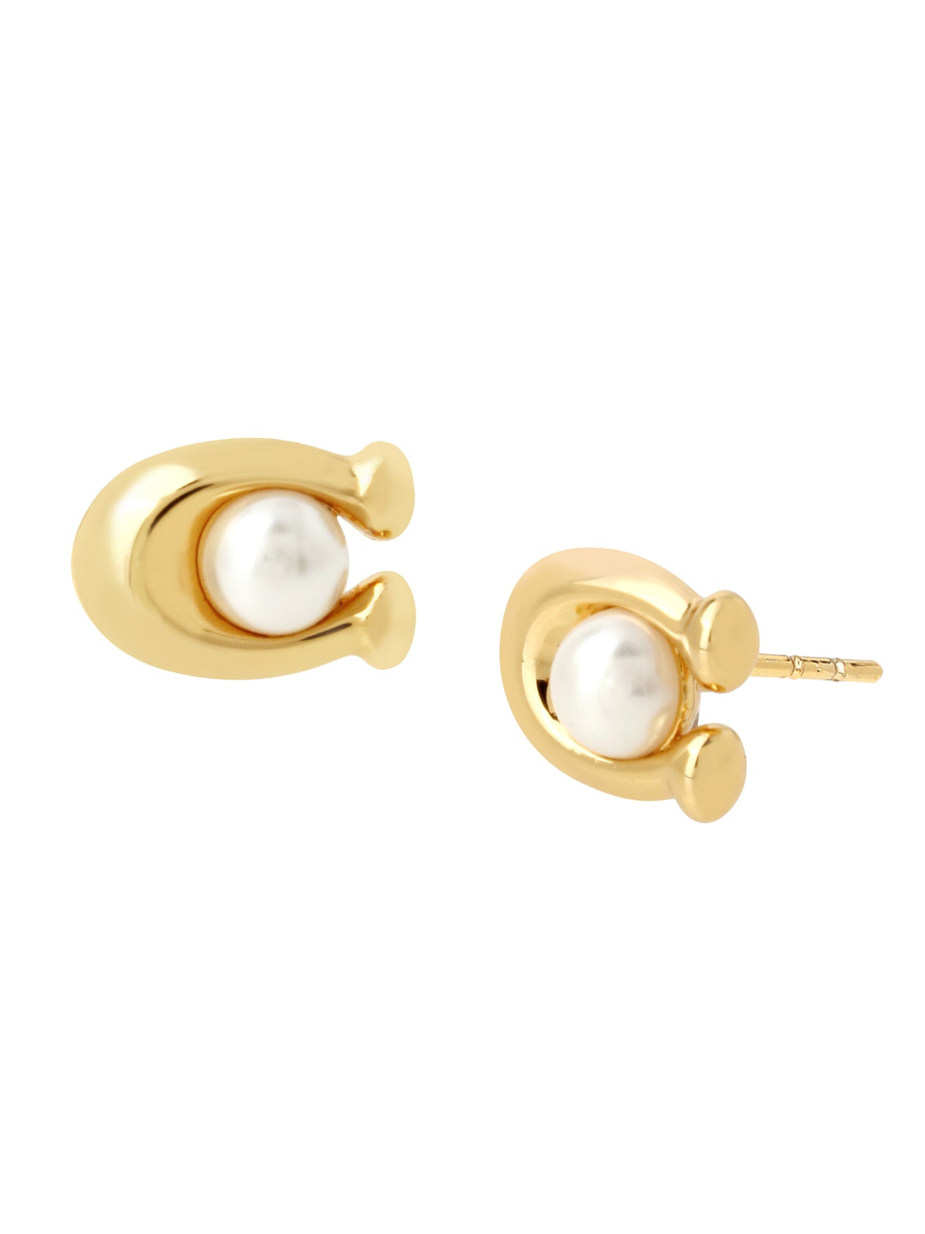 C Pearl Necklace & Earrings Gift Set Gold