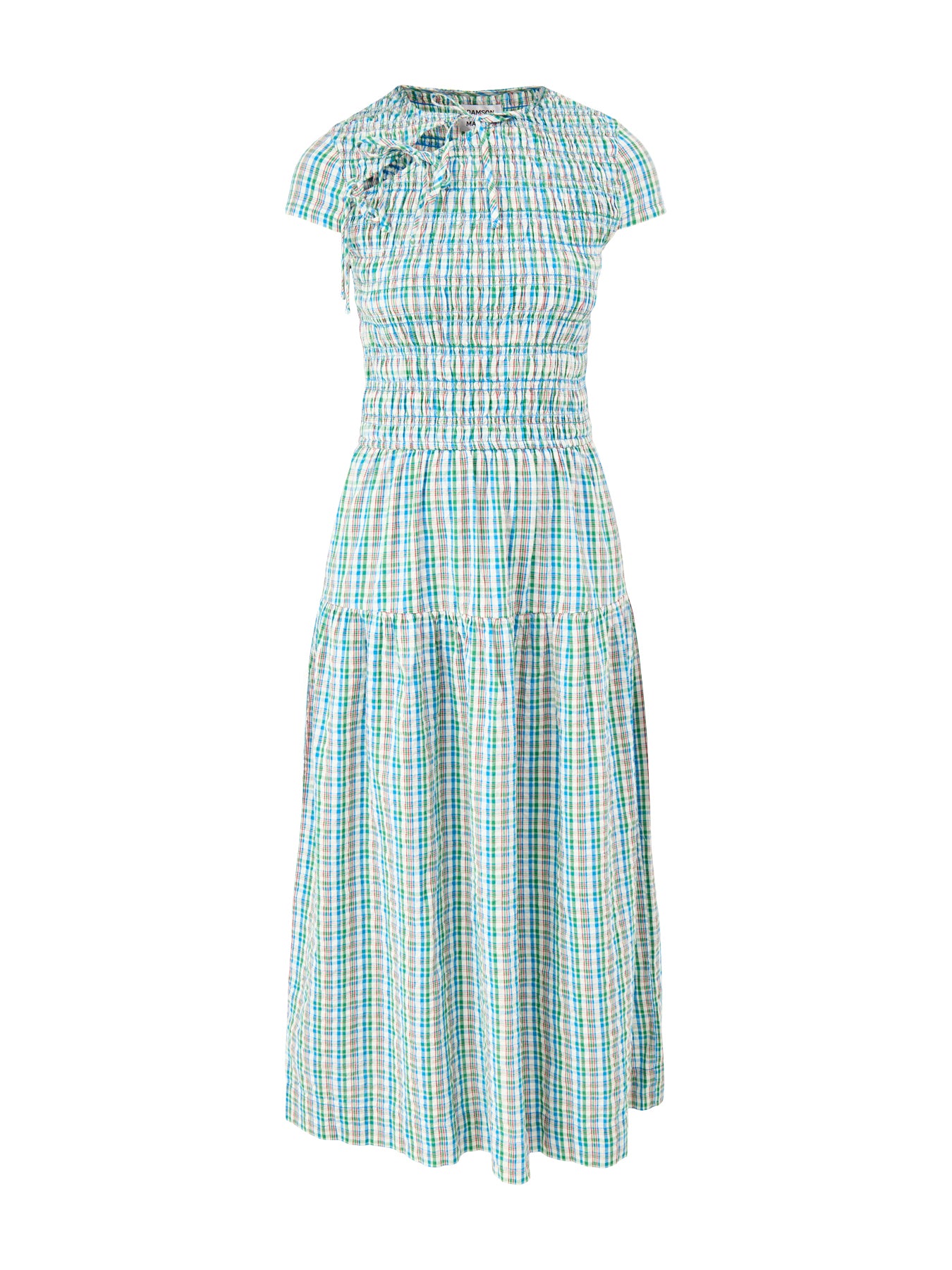 ebba check printed cotton dress Ebba Plaid Cutout Detail Organic Cotton Dress (Women)