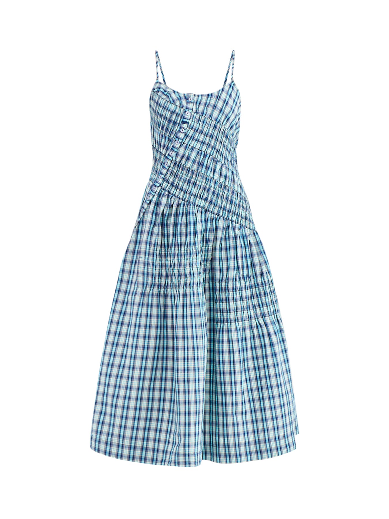 Lyra Tomboy Check Midi Dress Blue